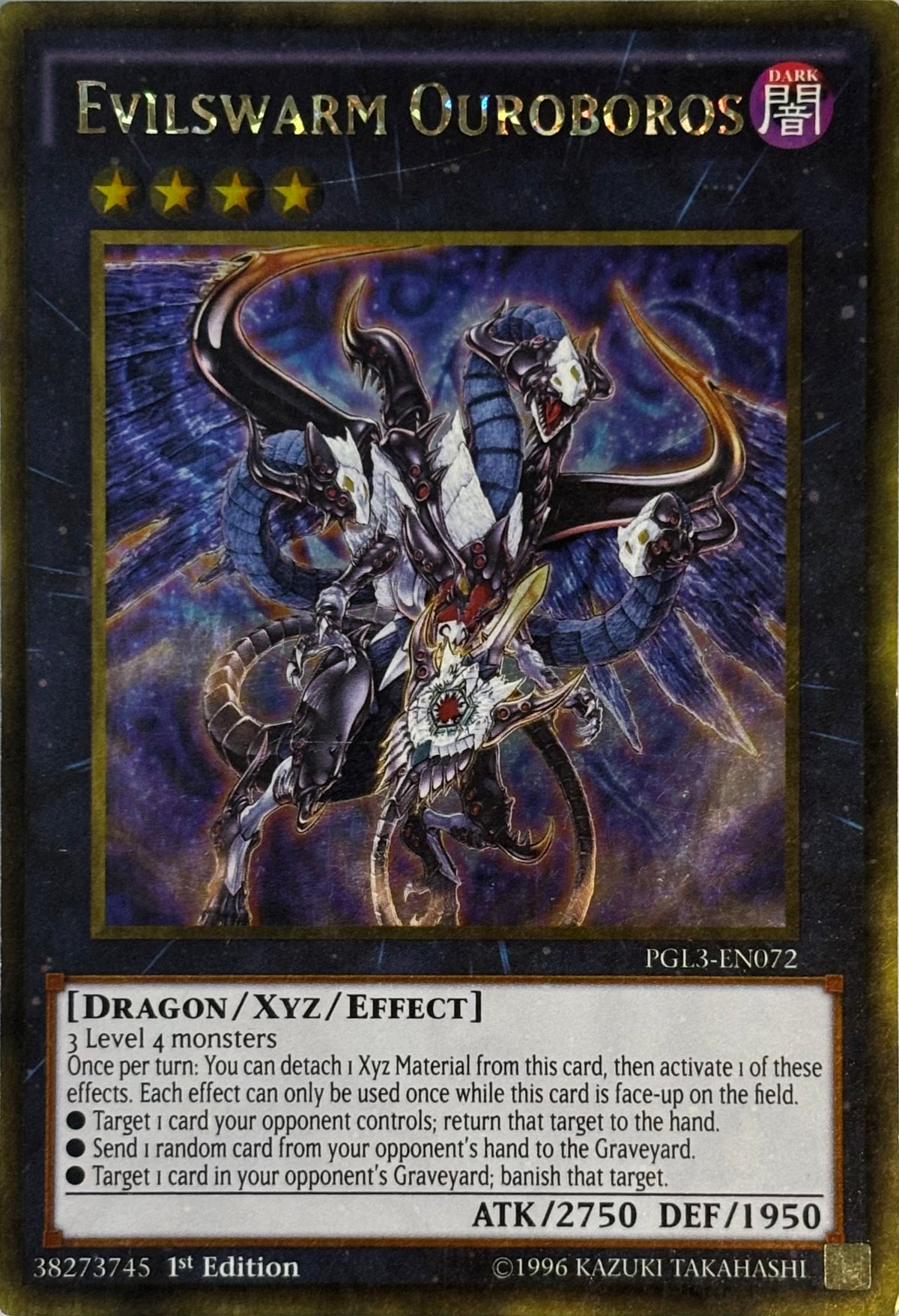 Yugioh! Evilsmarm Ouroboros Pgl3-en072 1st edition Gold rare