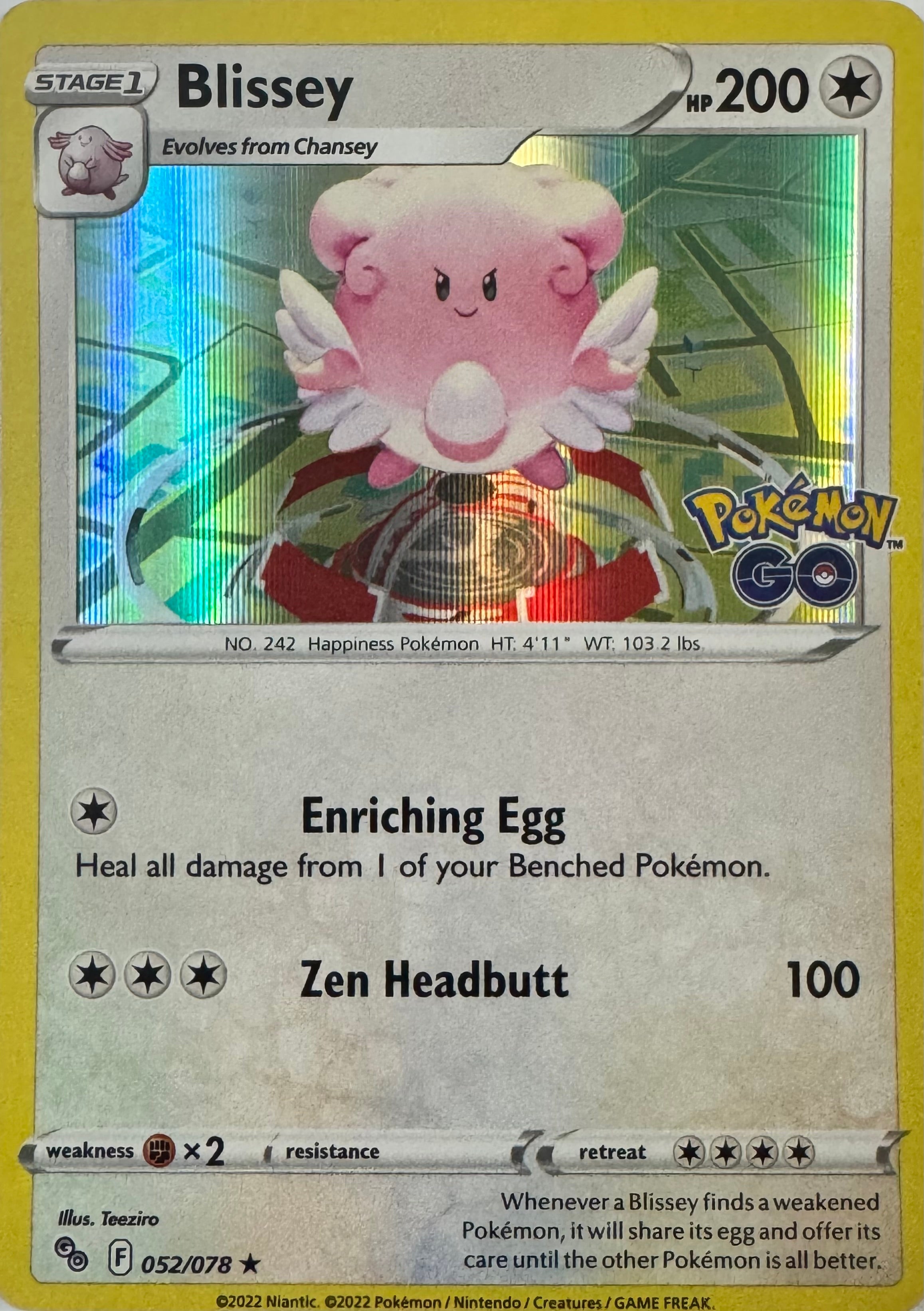 Pokemon Tcg Blissey 052/078 Holo (PGO)