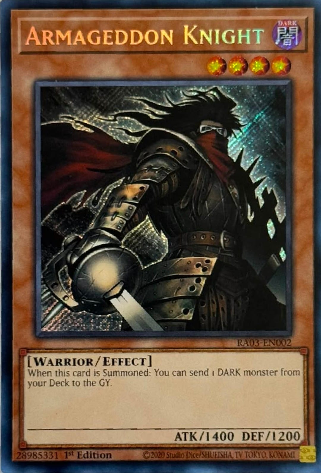 Yugioh! Armageddon Knight Ra03-en002 1st edition Secret rare