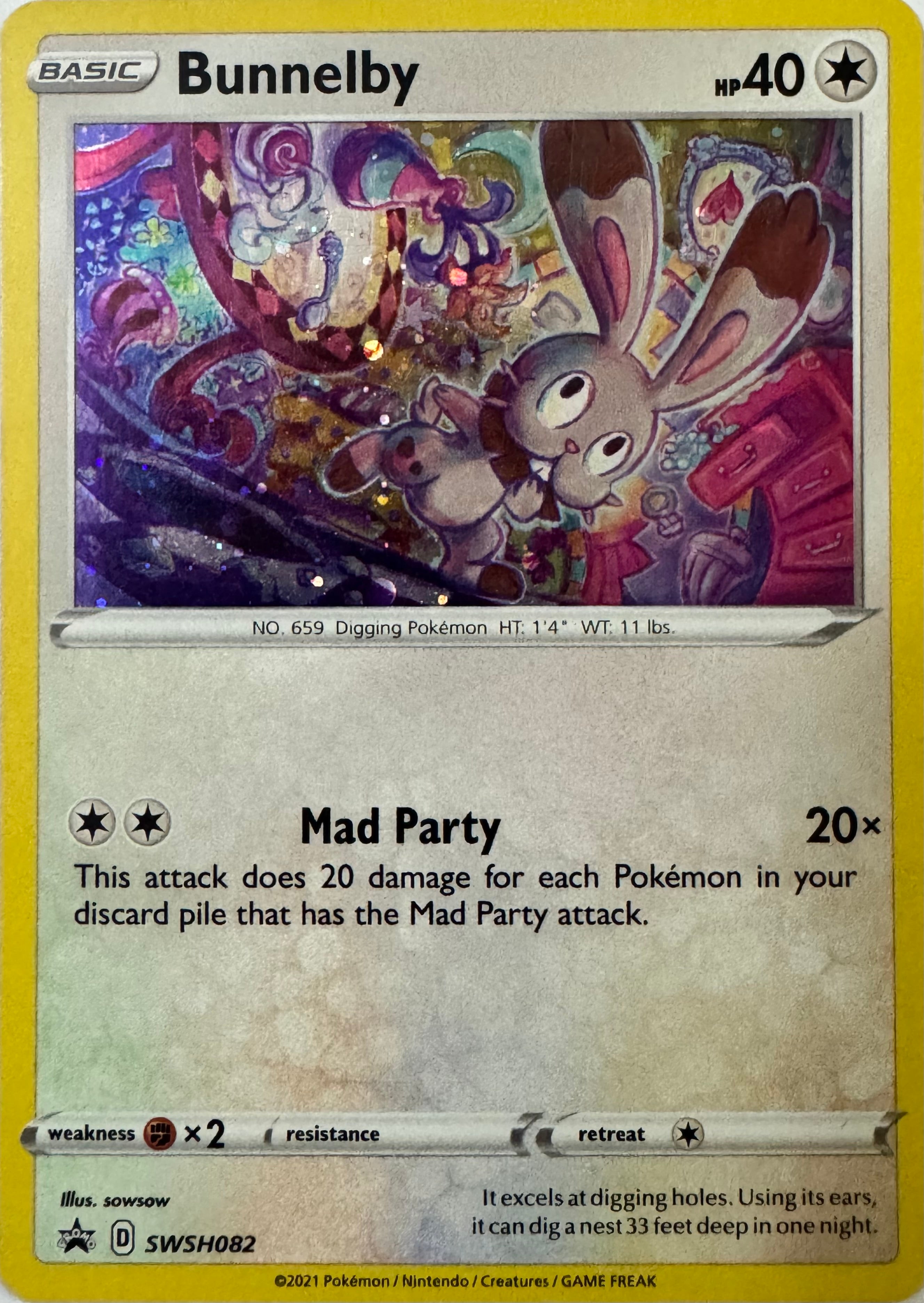 Pokemon Tcg Bunnelby Swsh082 Holo
