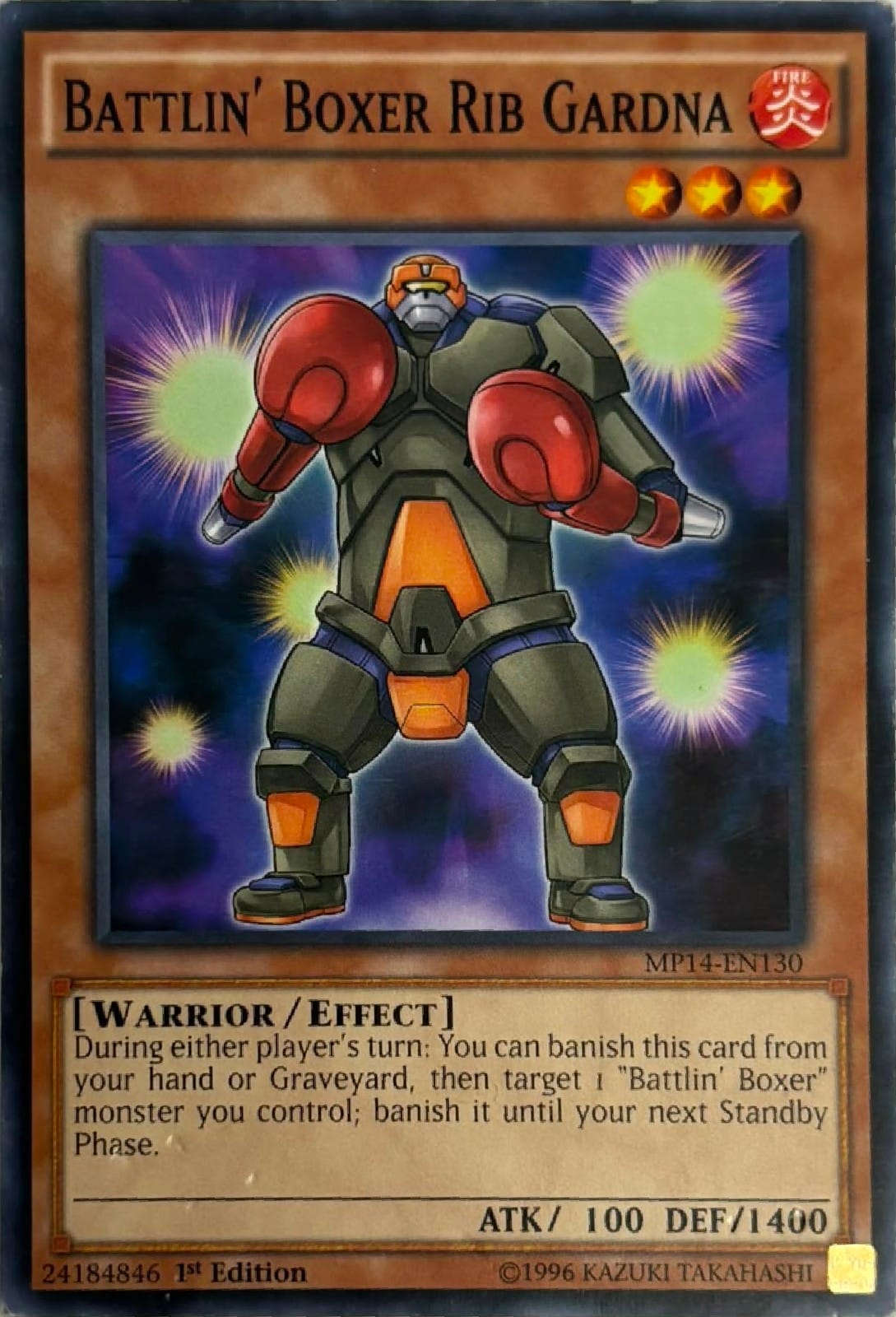 Yugioh! Battlin’ Boxer Rib Gardna Mp14-en130 1st edition Comun