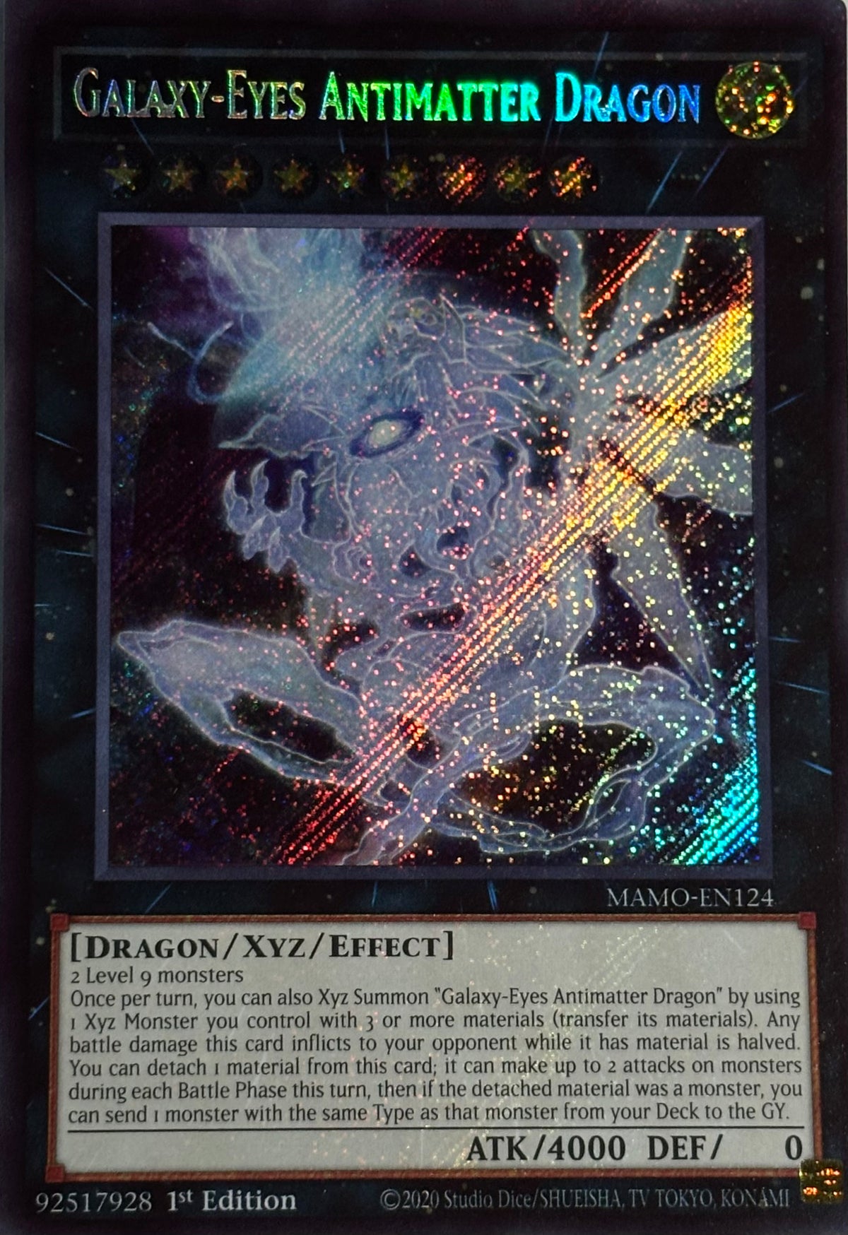 Yugioh! Galaxy-Etes Antimatter Dragon Mamo-en124 1st edition Secret rare