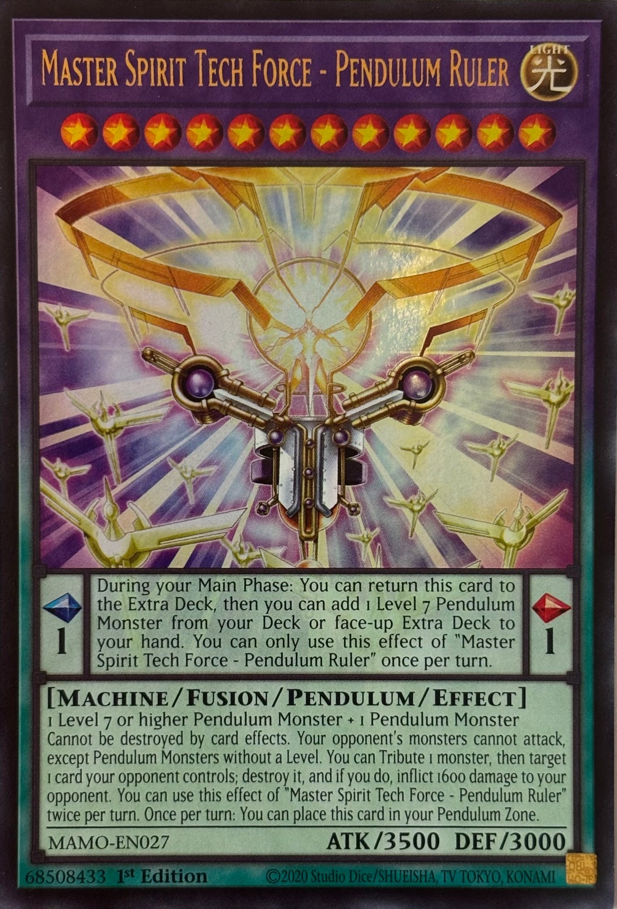 Yugioh! Master Spirit Tech Force - Pendulum Ruler Mamo-en027 1st edition Ultra rare