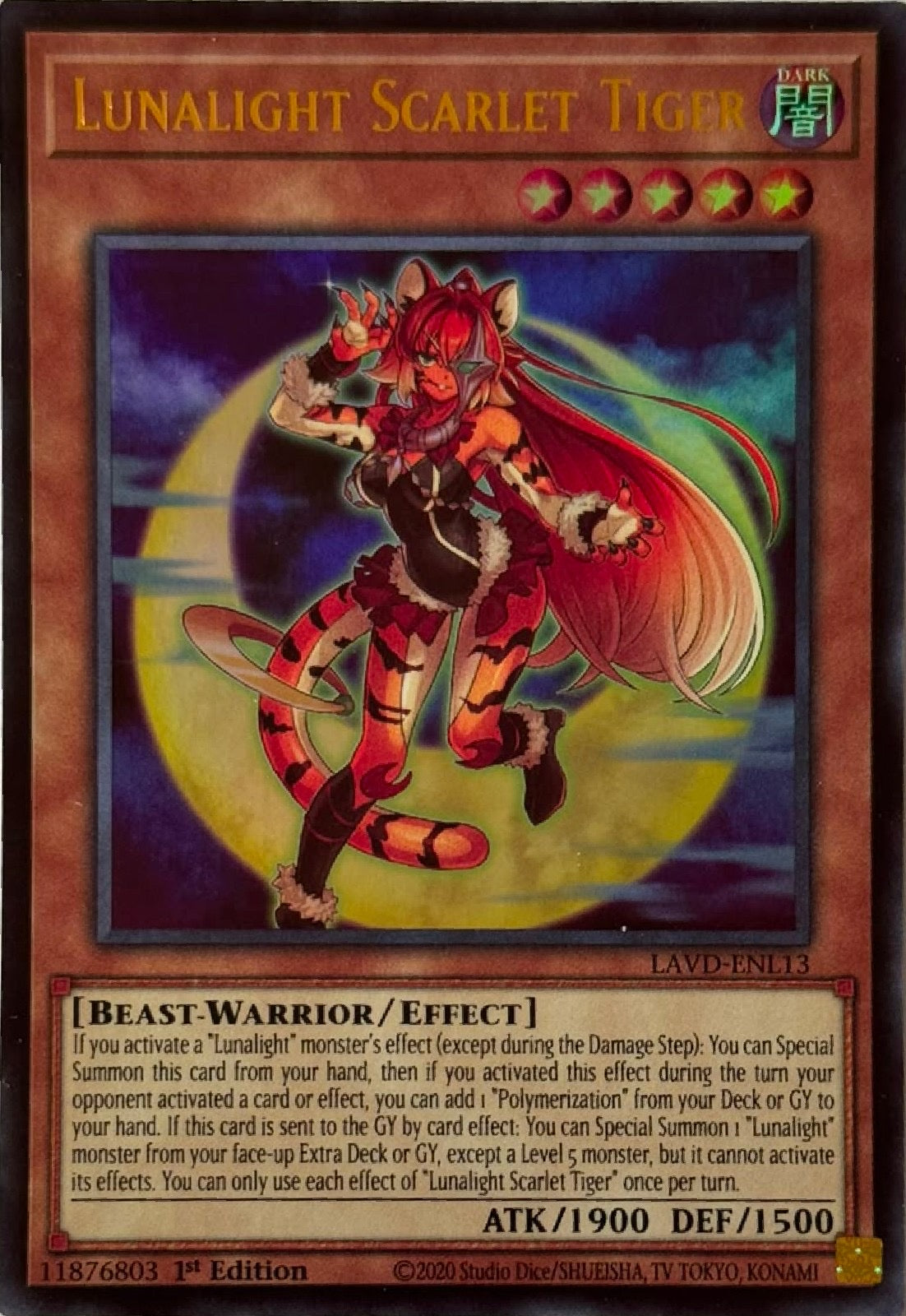 Yugioh! Lunalight Scarlet Tiger Lavd-enl13 1st edition Ultra rare