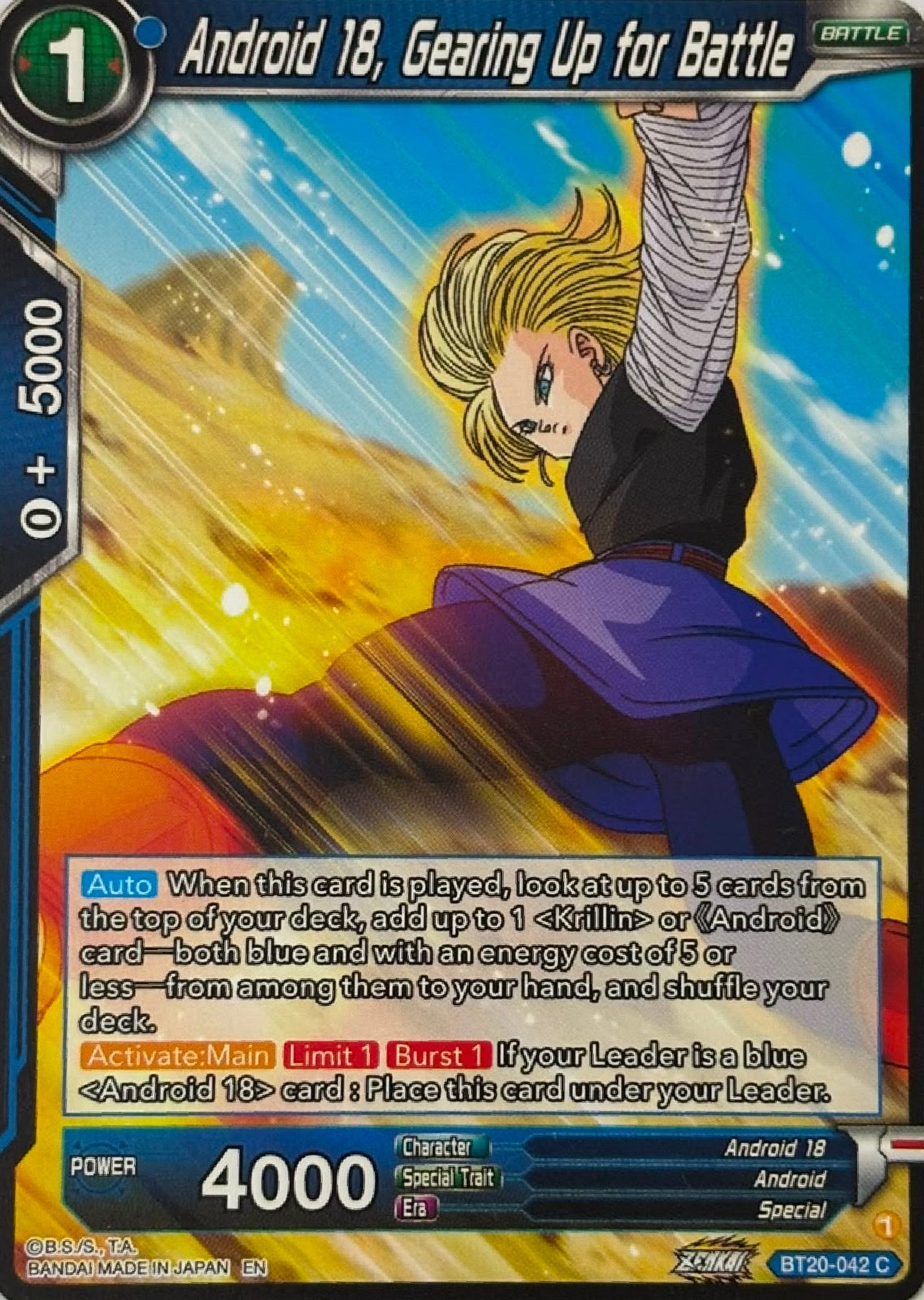 Dragon Ball Tcg Android 18, Gearing Up For Battle Bt20-042