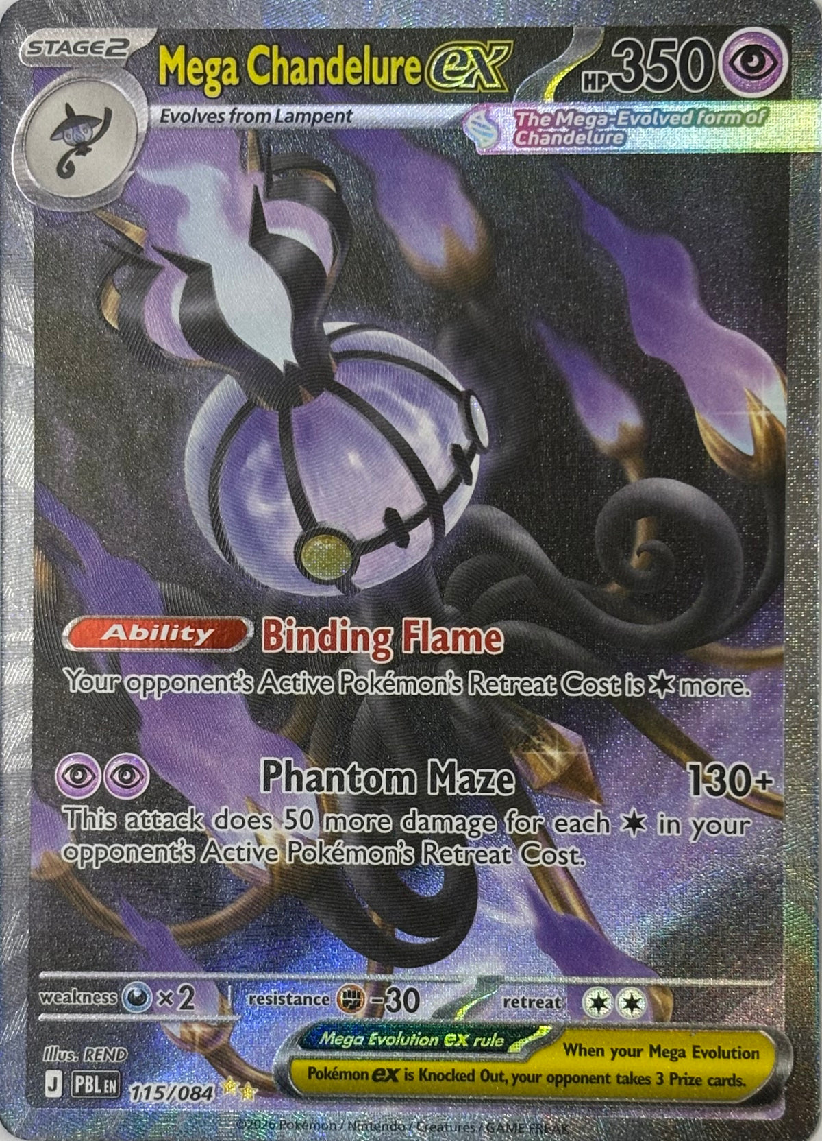 Pokemon Tcg Mega Chandelure ex 115/084 Special Illustration rare