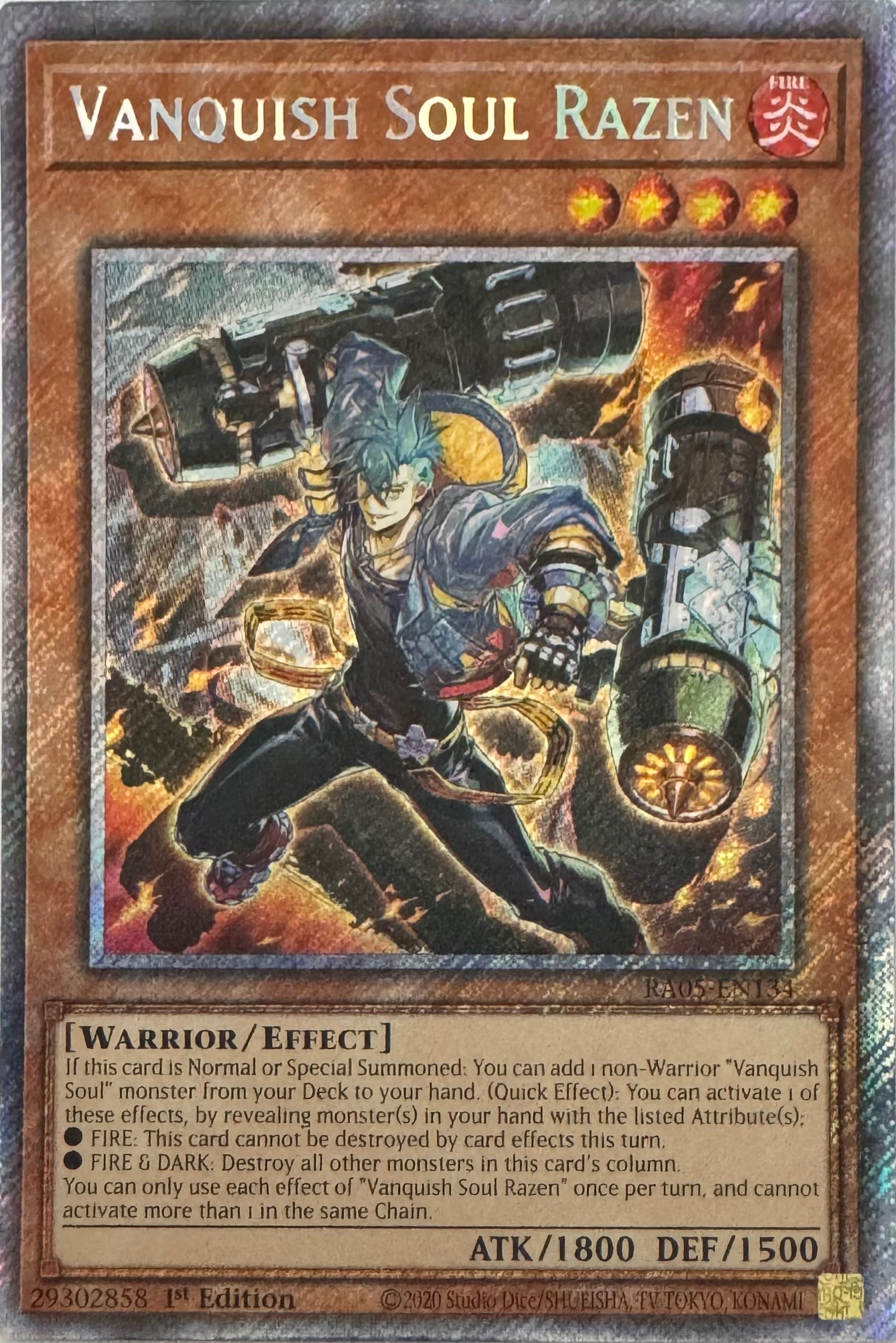 Yugioh! Vanquish Soul Razen Ra05-en134 1st Edition Platinum