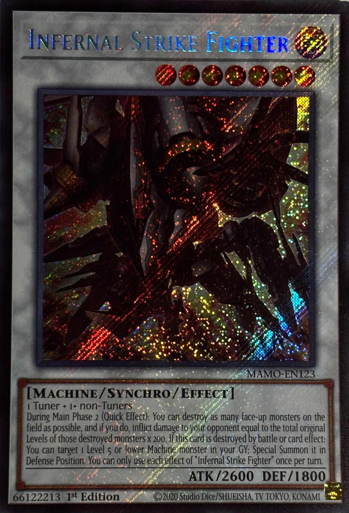 Yugioh! Infernal Strike Fighter Mamo-en123 1st edition Secret rare