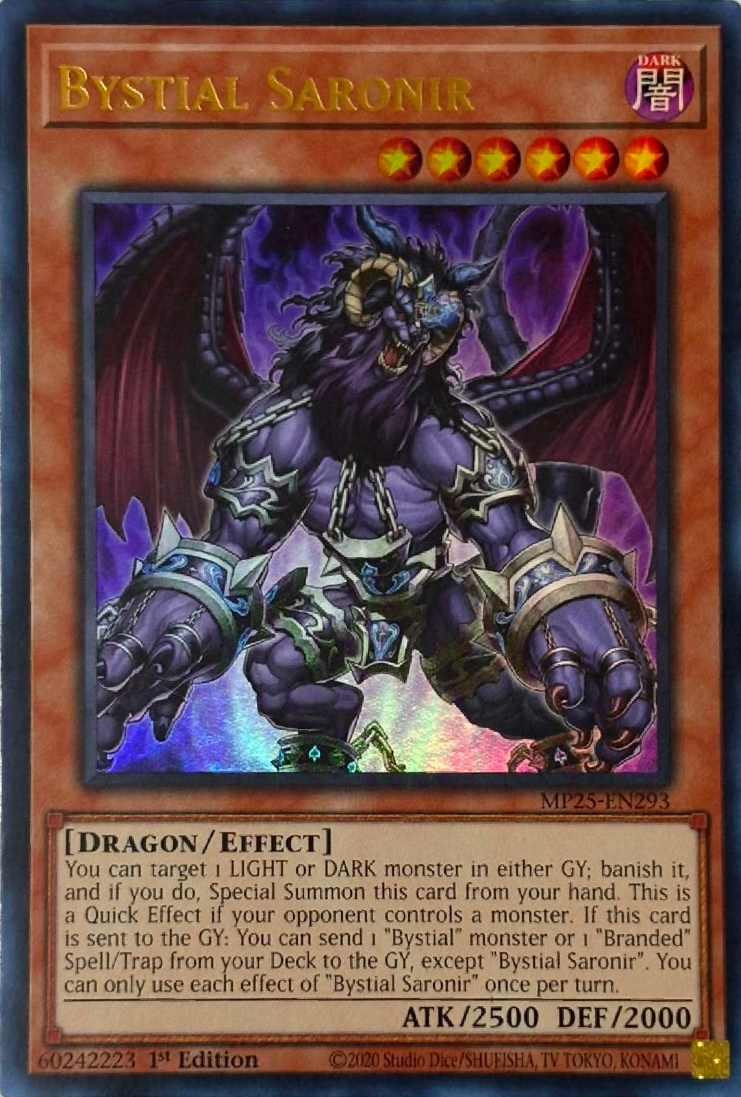 Yugioh! Bystial Saronir Mp25-en293 1st edition Ultra rare