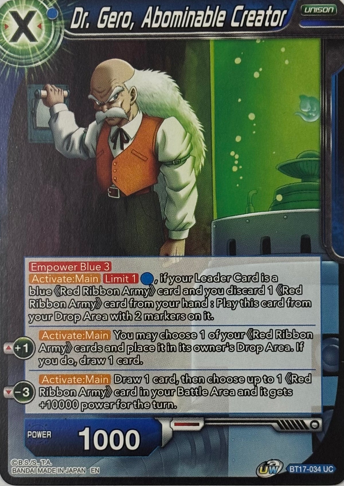 Dragon Ball Tcg Dr. Gero, Abominable Creator Bt17-034