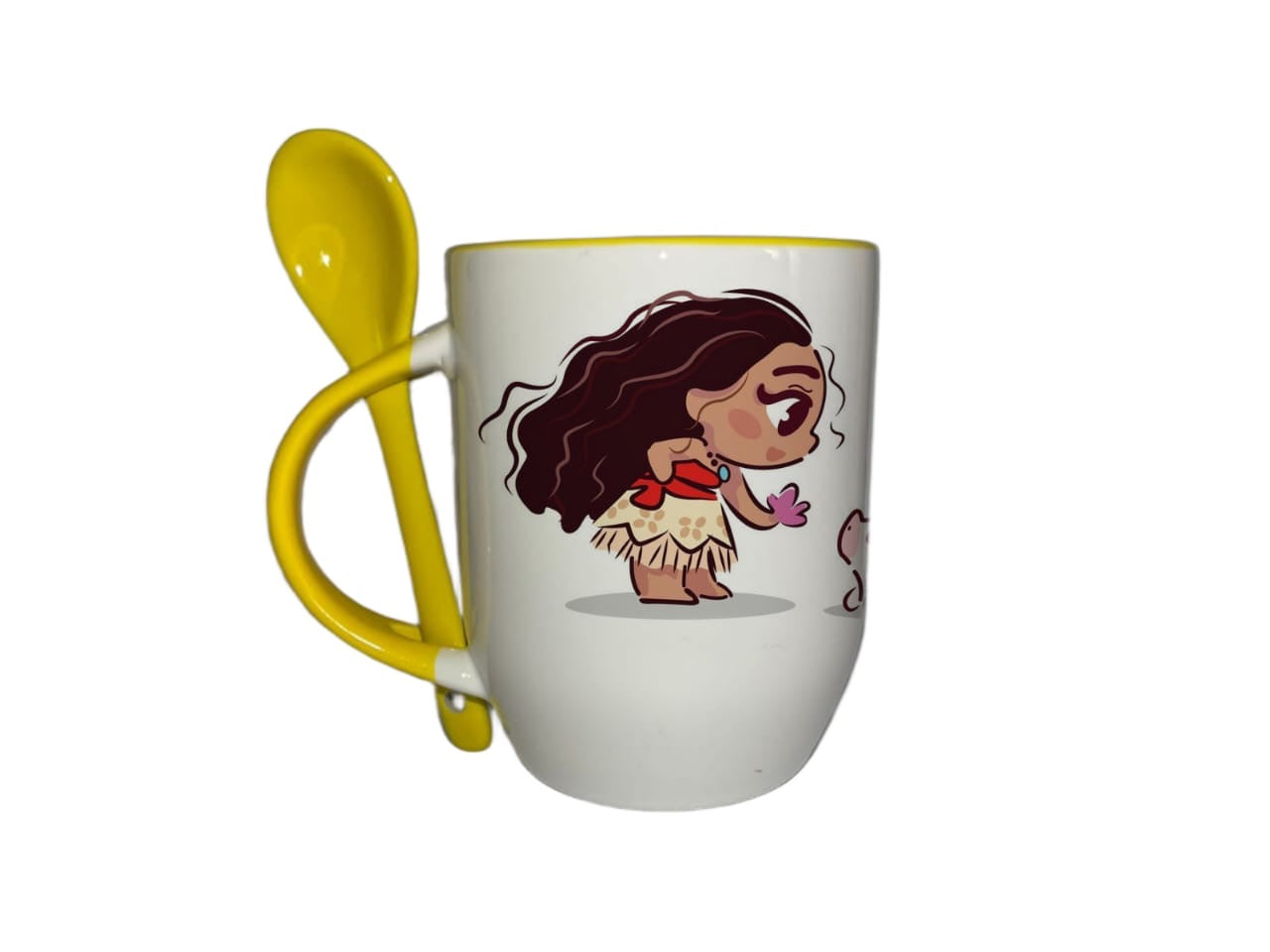 Taza Con Cuchara Amarillo Princesa Moana