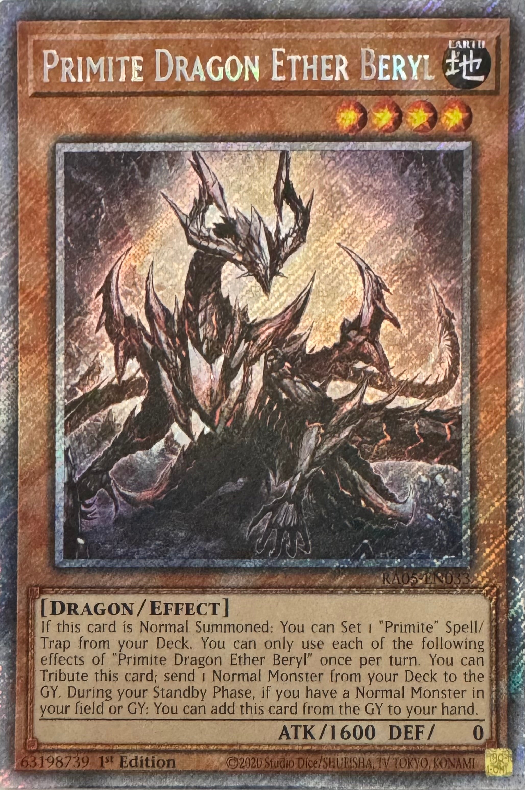 Yugioh! Primite Dragon Ether Beryl Ra05-en033 1st Edition Platinum