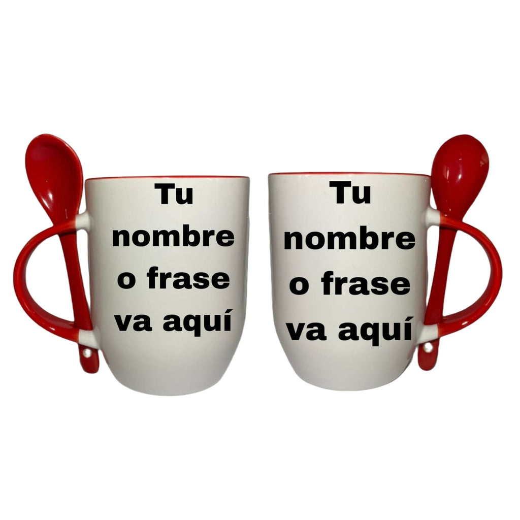 Tazas En Pareja Con Cuchara Rojo Bubu y Dudu Navidad