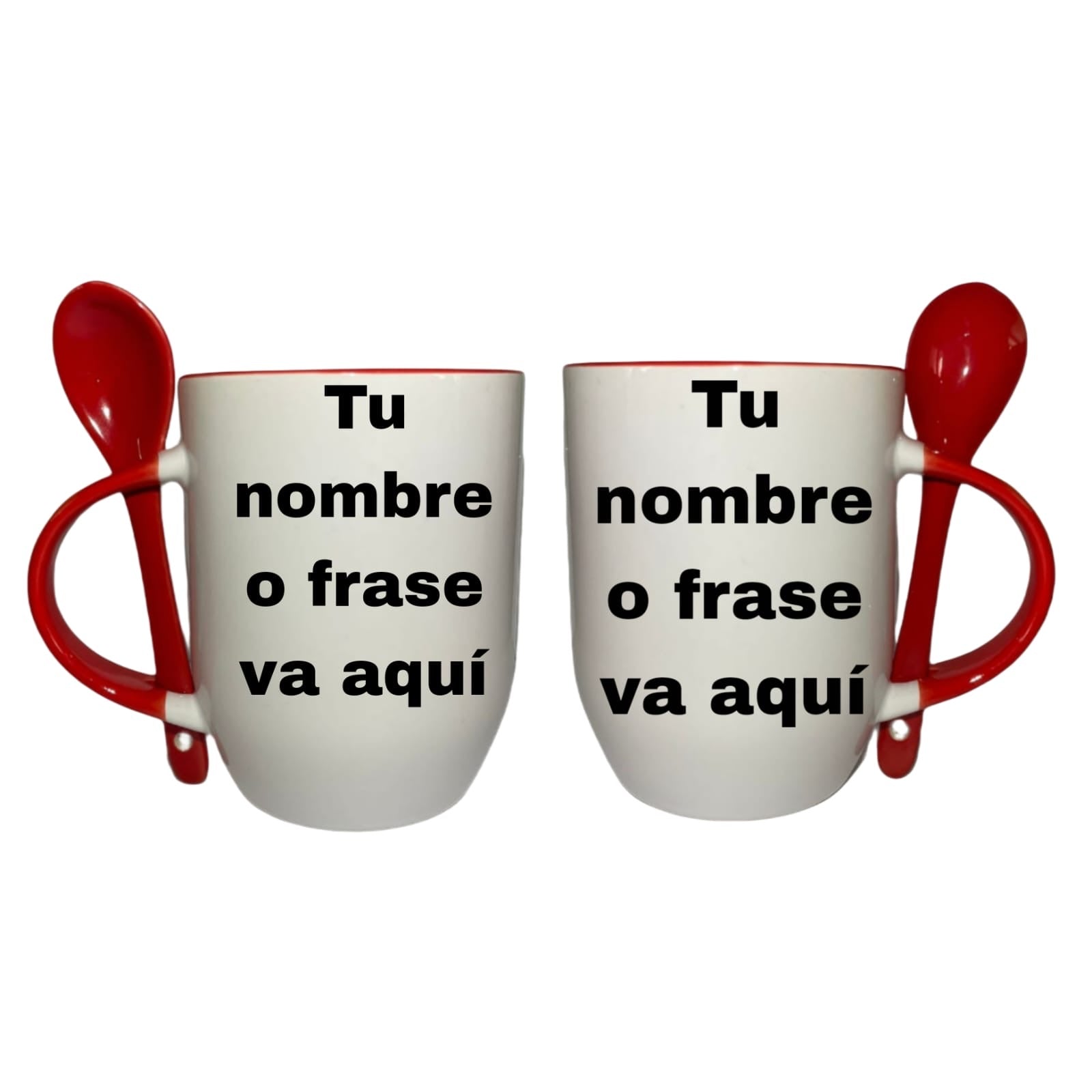 Tazas En Pareja Con Cuchara Rojo Bubu y Dudu Navidad