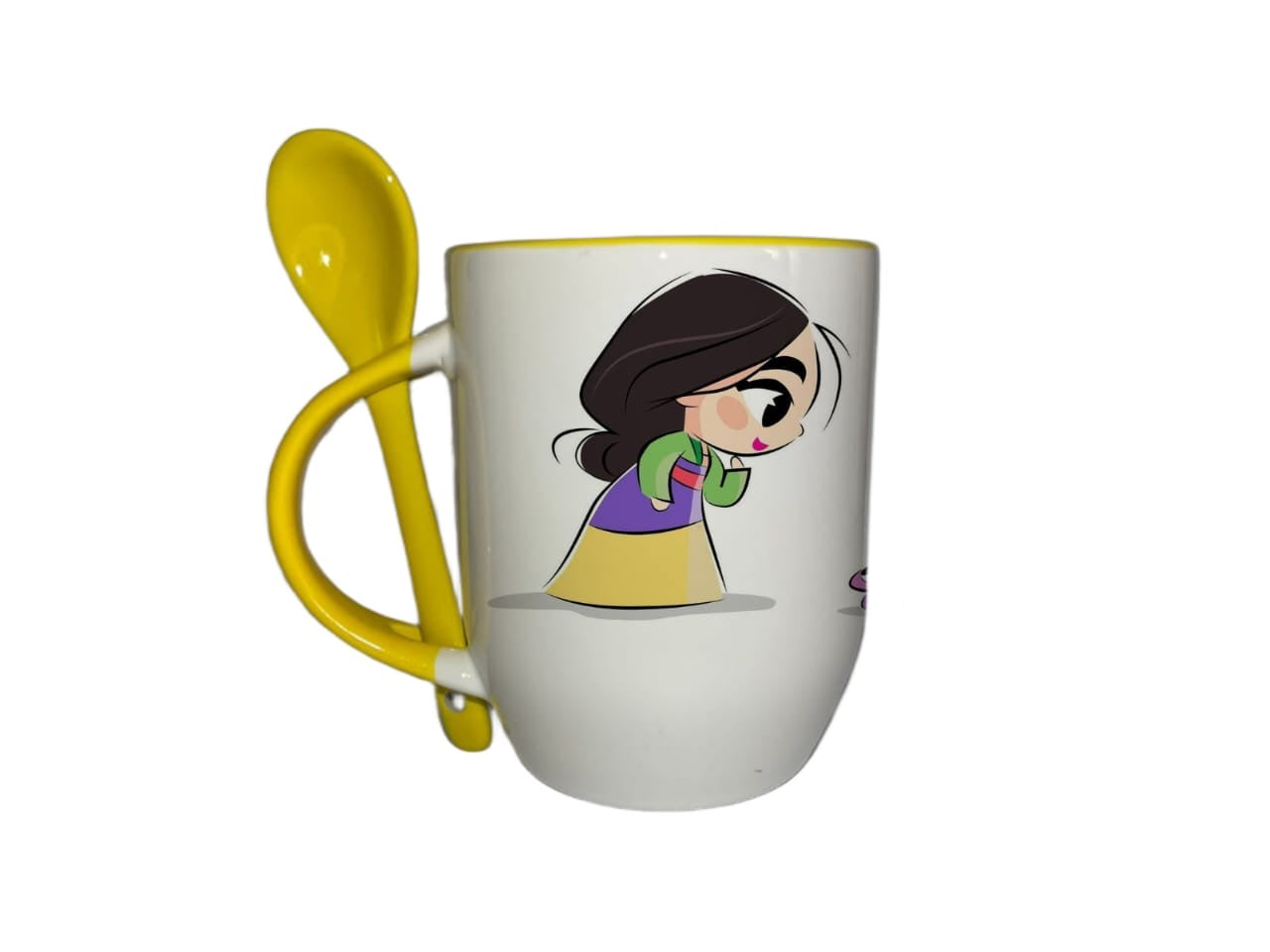 Taza Con Cuchara Amarillo Princesa Mulan
