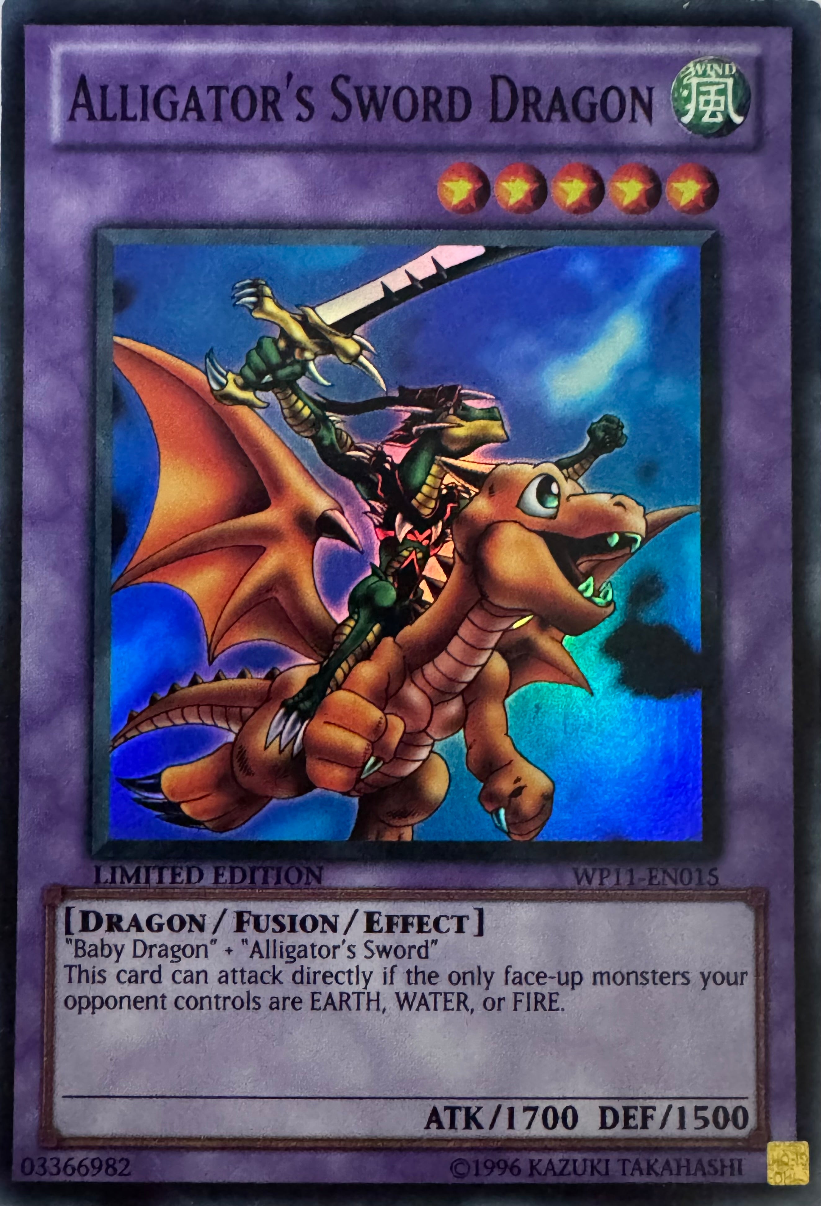 Yugioh! Alligator’s Sword Dragon Wp11-en015 Limited Edition Super Rare