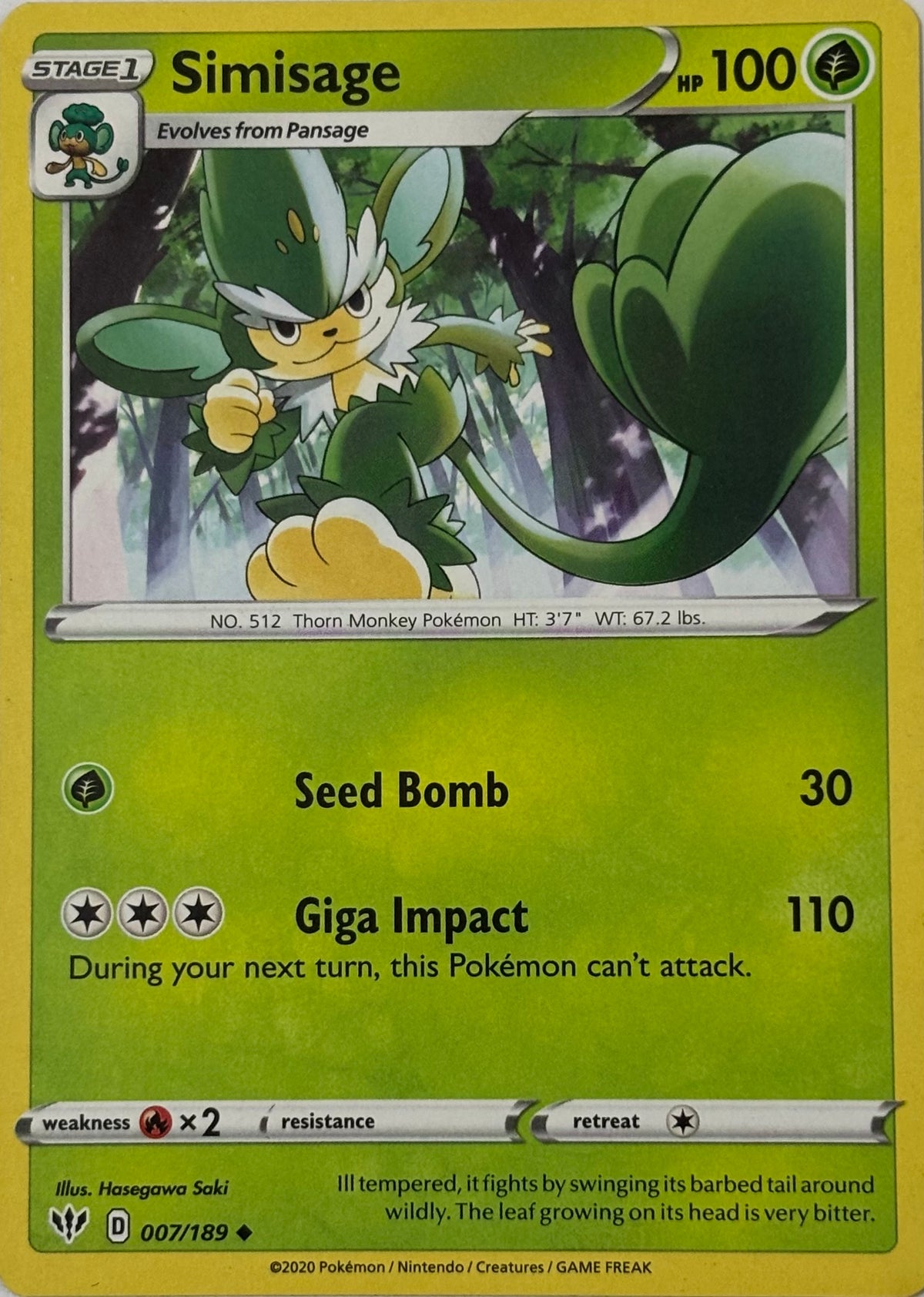 Pokemon Tcg Simisage 007/189