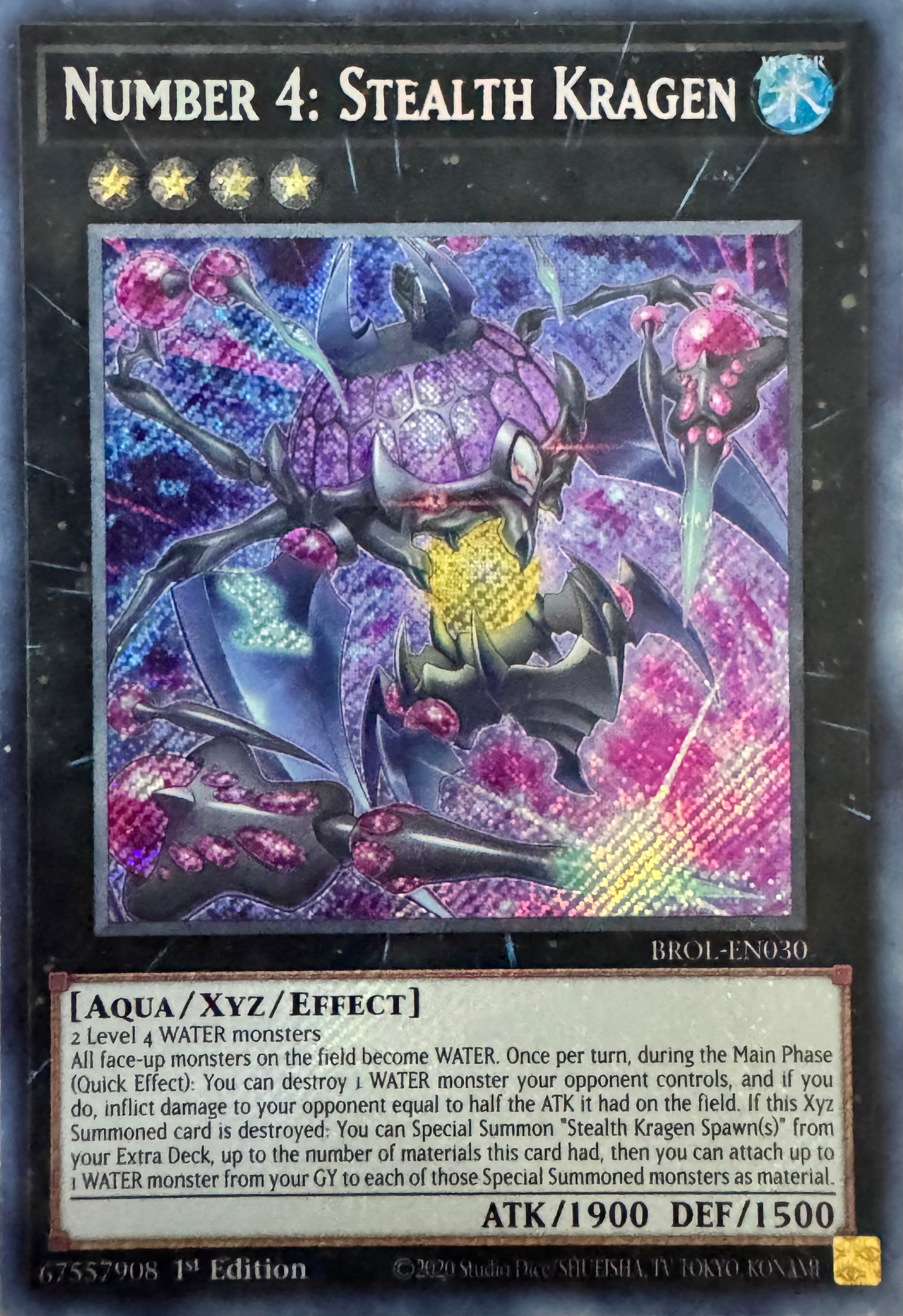 Yugioh! Number 4: Stealth Kragen Brol-En030 1st Edition Secret
