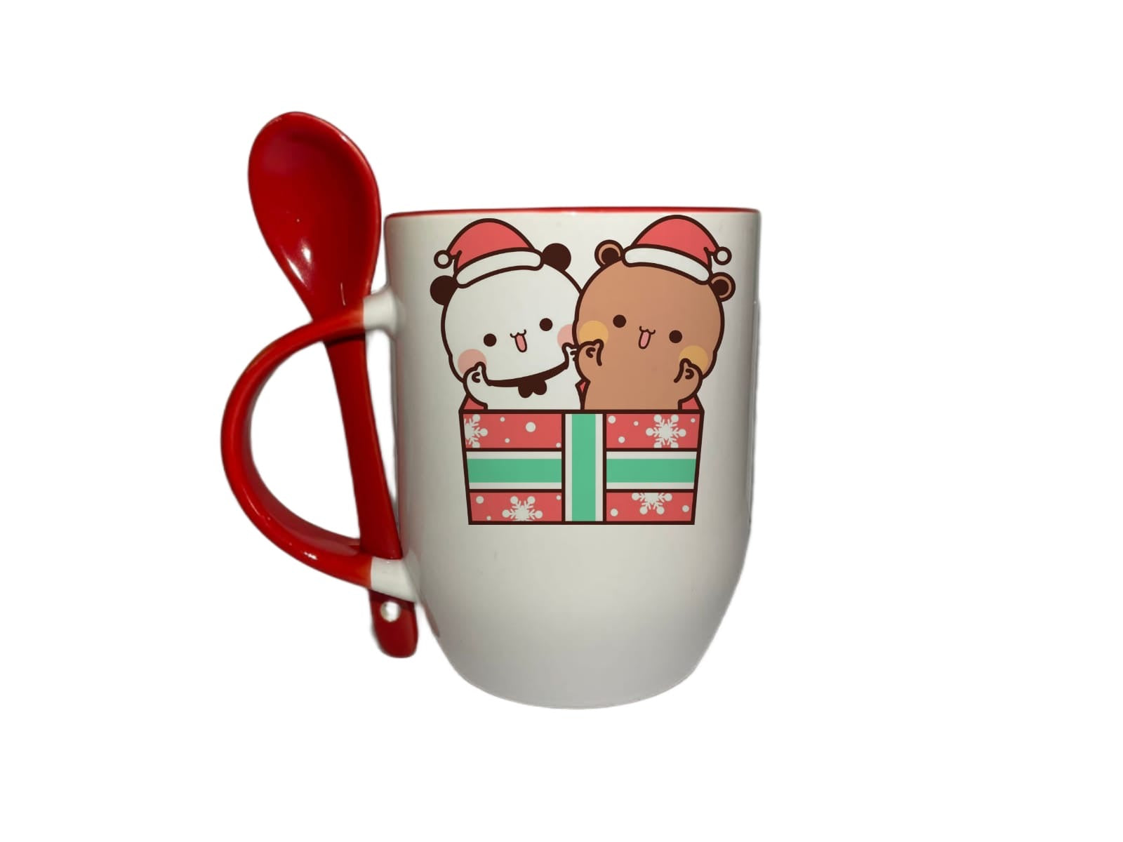 Taza Con Cuchara Rojo Bubu y Dudu Navidad