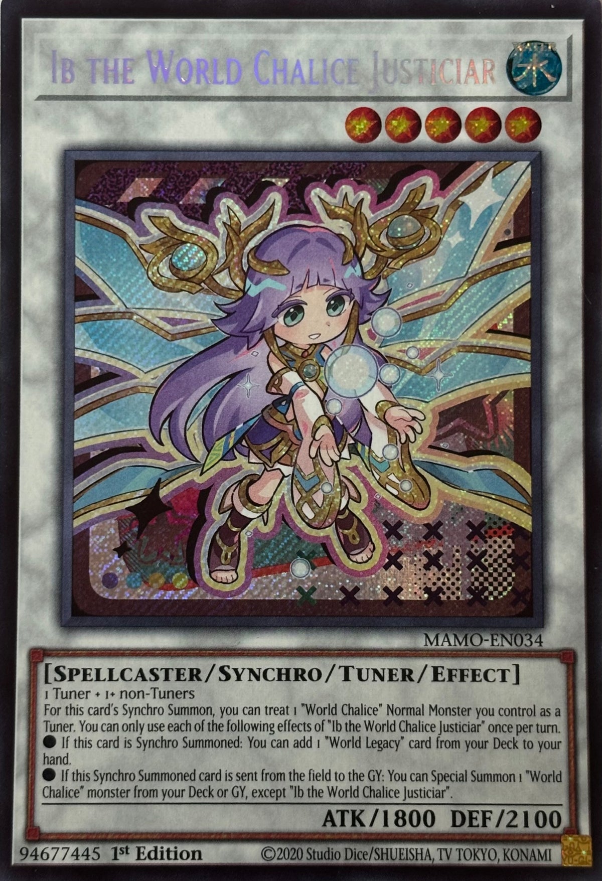 Yugioh! Ib The World Chalice Justiciar Mamo-en034 1st edition Secret rare