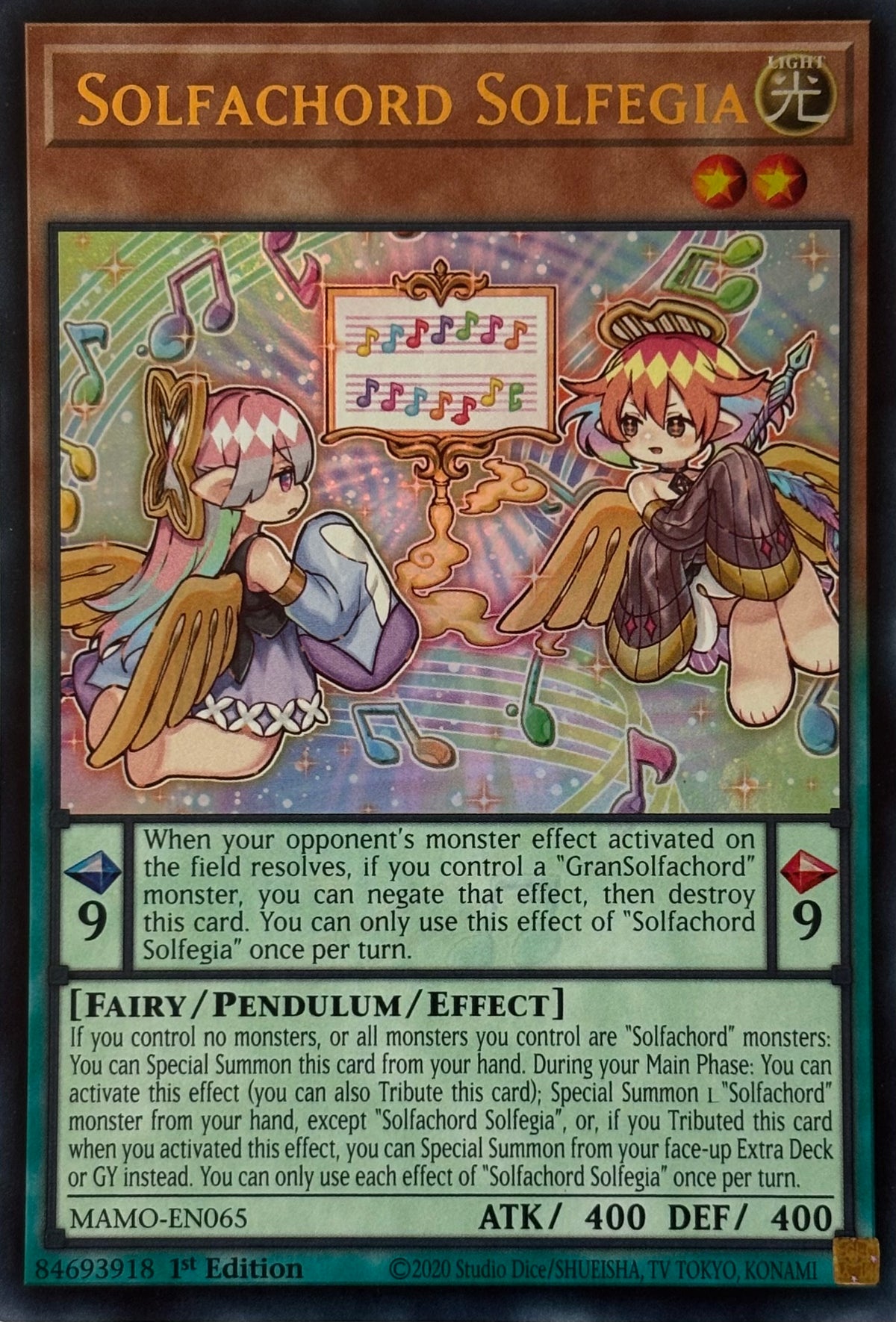 Yugioh! Solfachord Solfegia Mamo-en065 1st edition Ultra rare