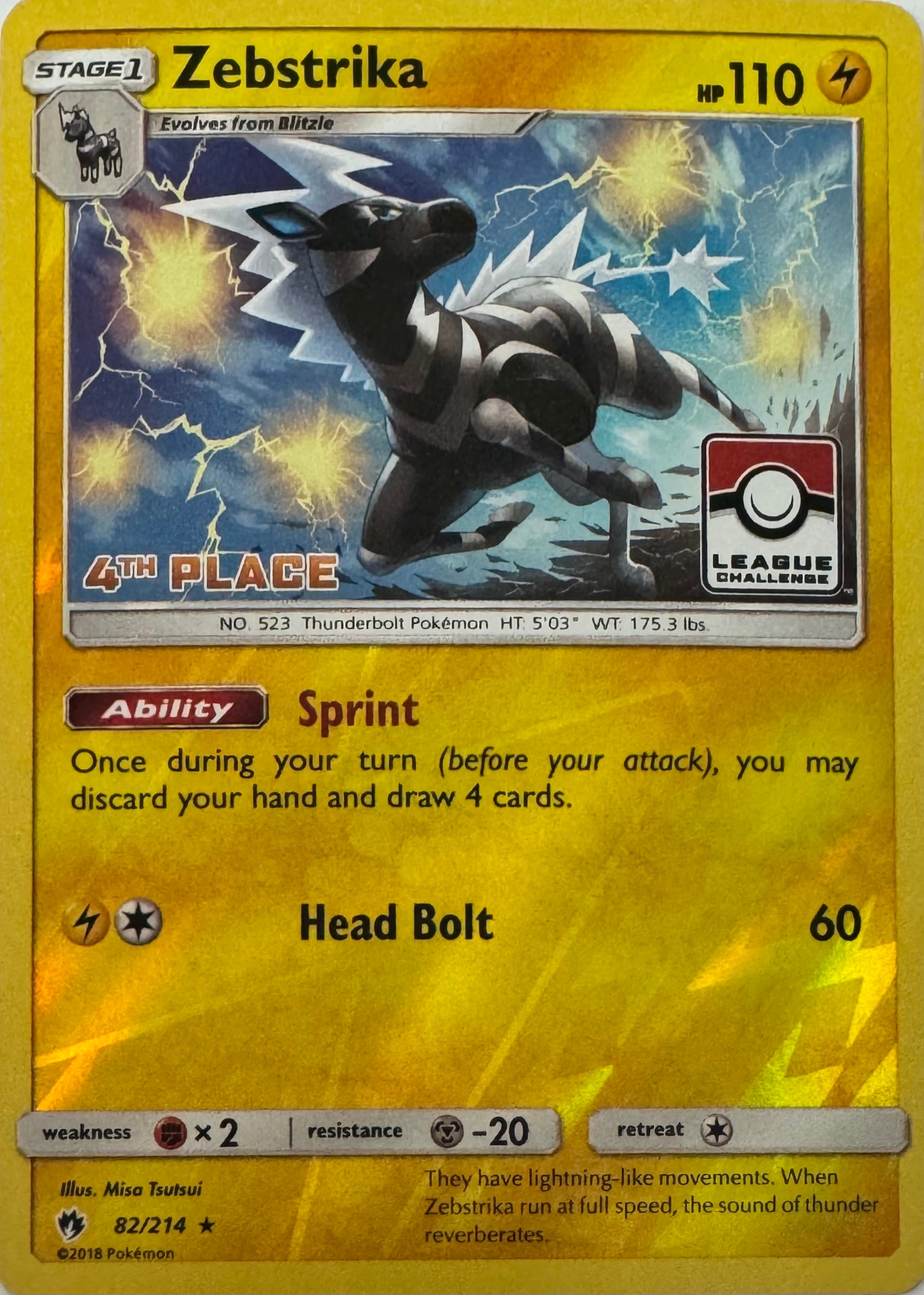 Pokemon Tcg Zebstrika 82/214 Reverse (4th Place)(Liga)