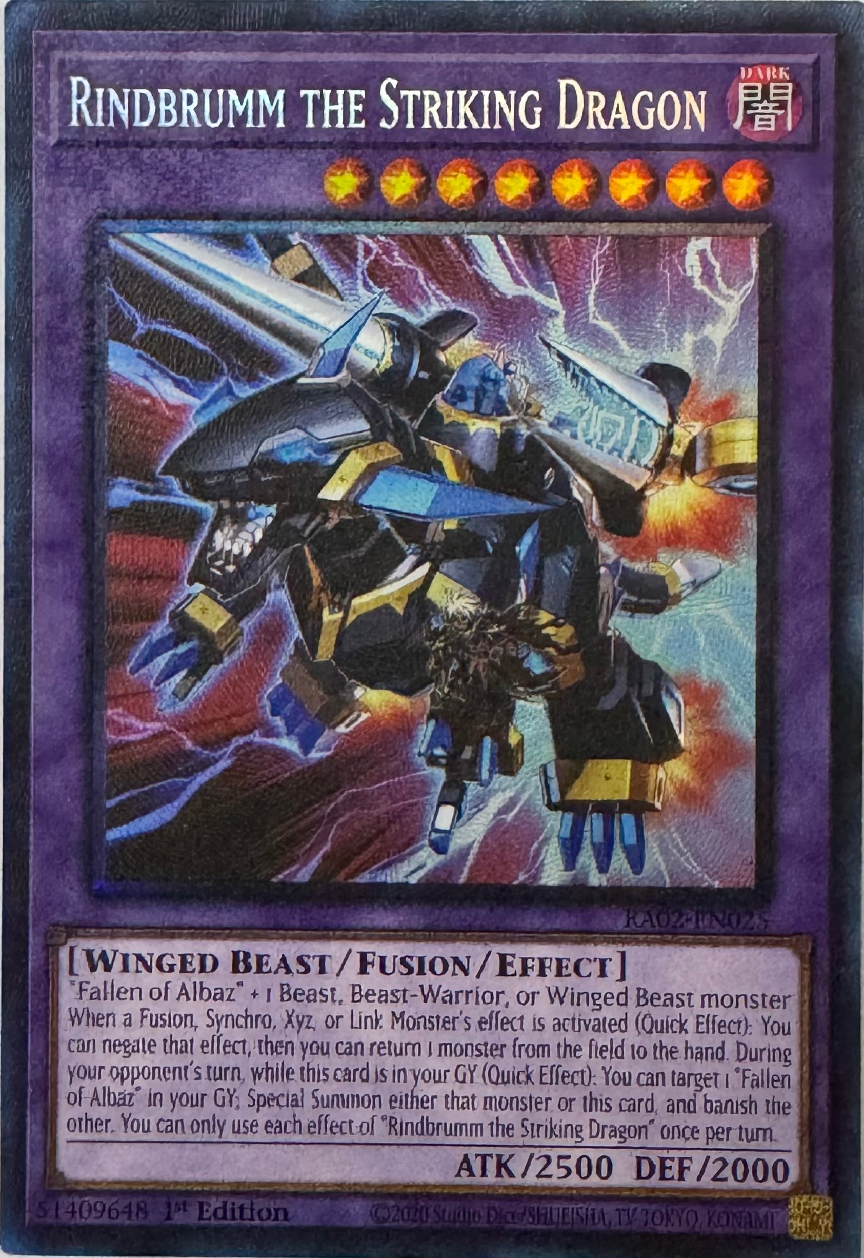 Yugioh! Rindbrumm the Striking Dragon Ra02-En025 1st Edition Collector