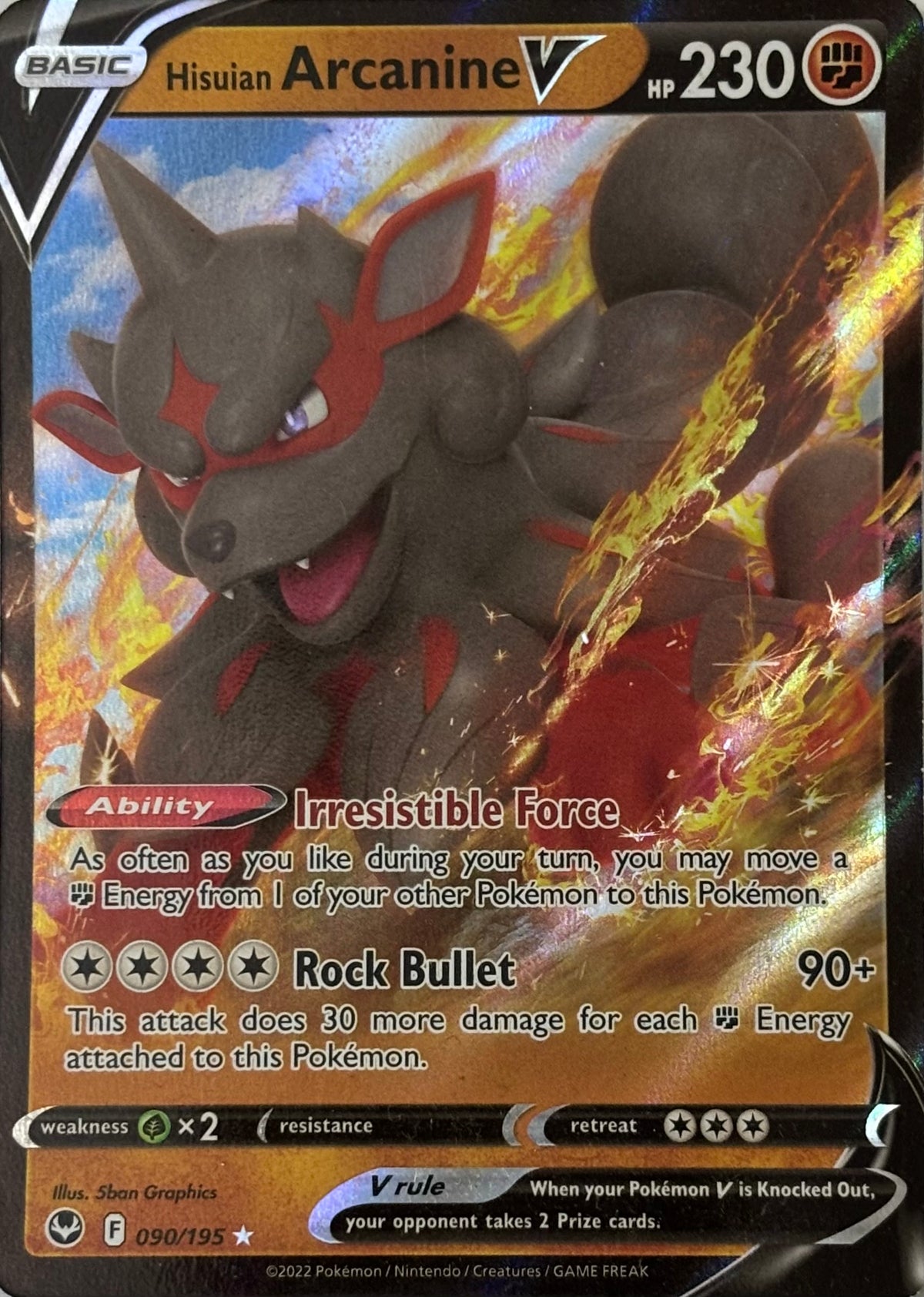 Pokemon Tcg Hisuian Arcanine V 090/195