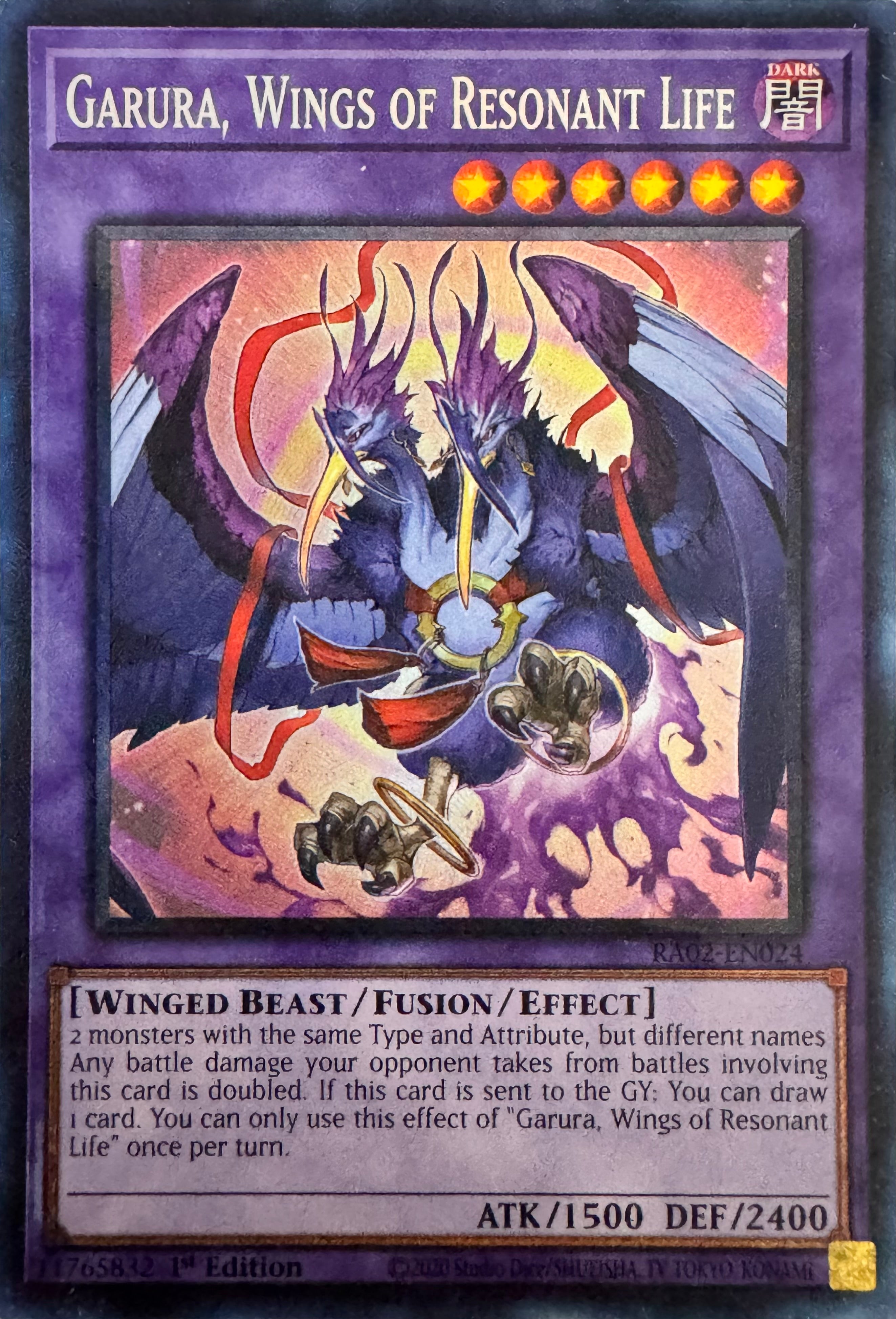 Yugioh! Garura, Wings of Resonant Life Ra02-En024 1st Edition Collector