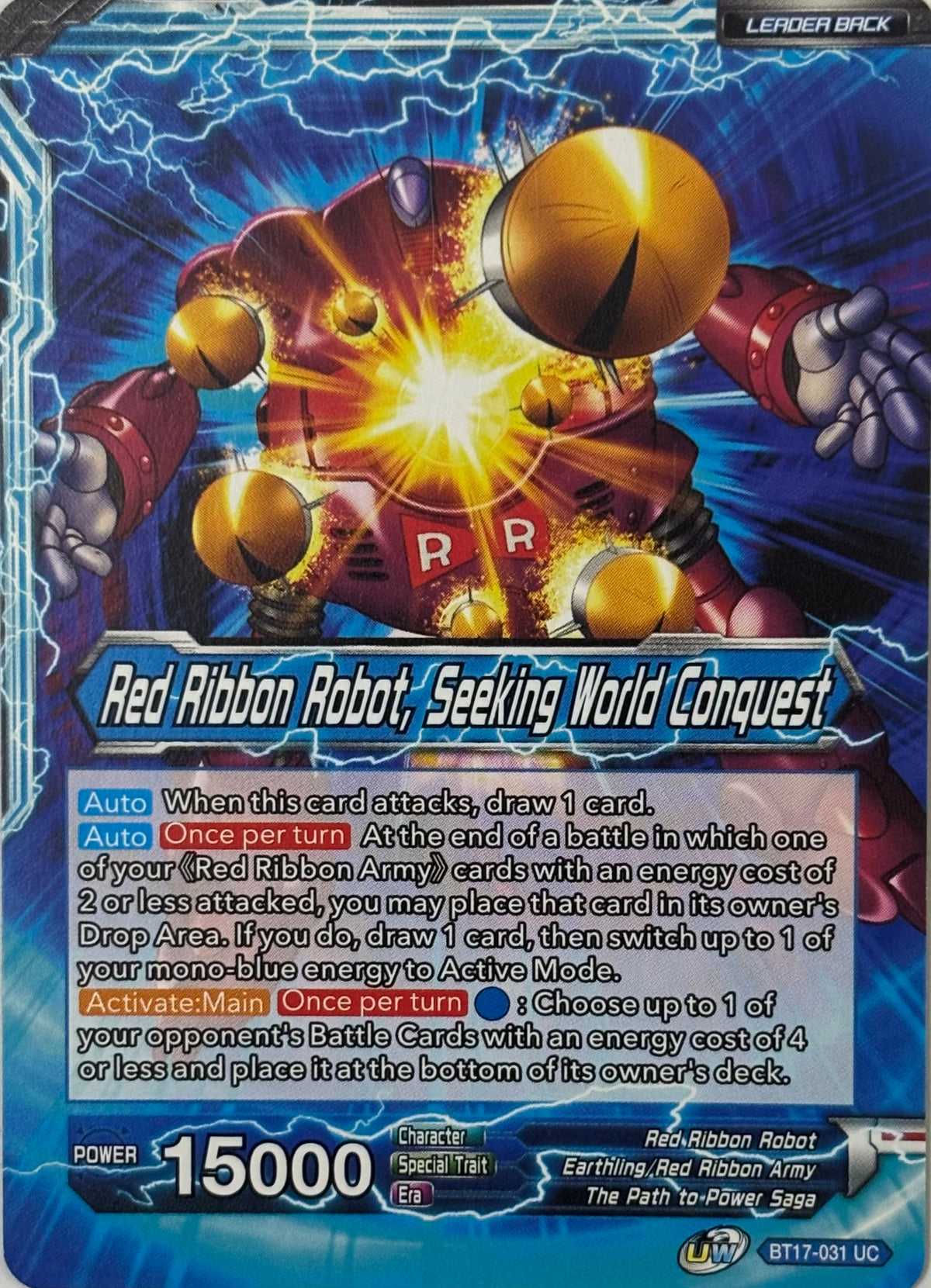 Dragon Ball Tcg Commander Red// Red Ribbon Robot, Seeking World Conquest Bt17-031