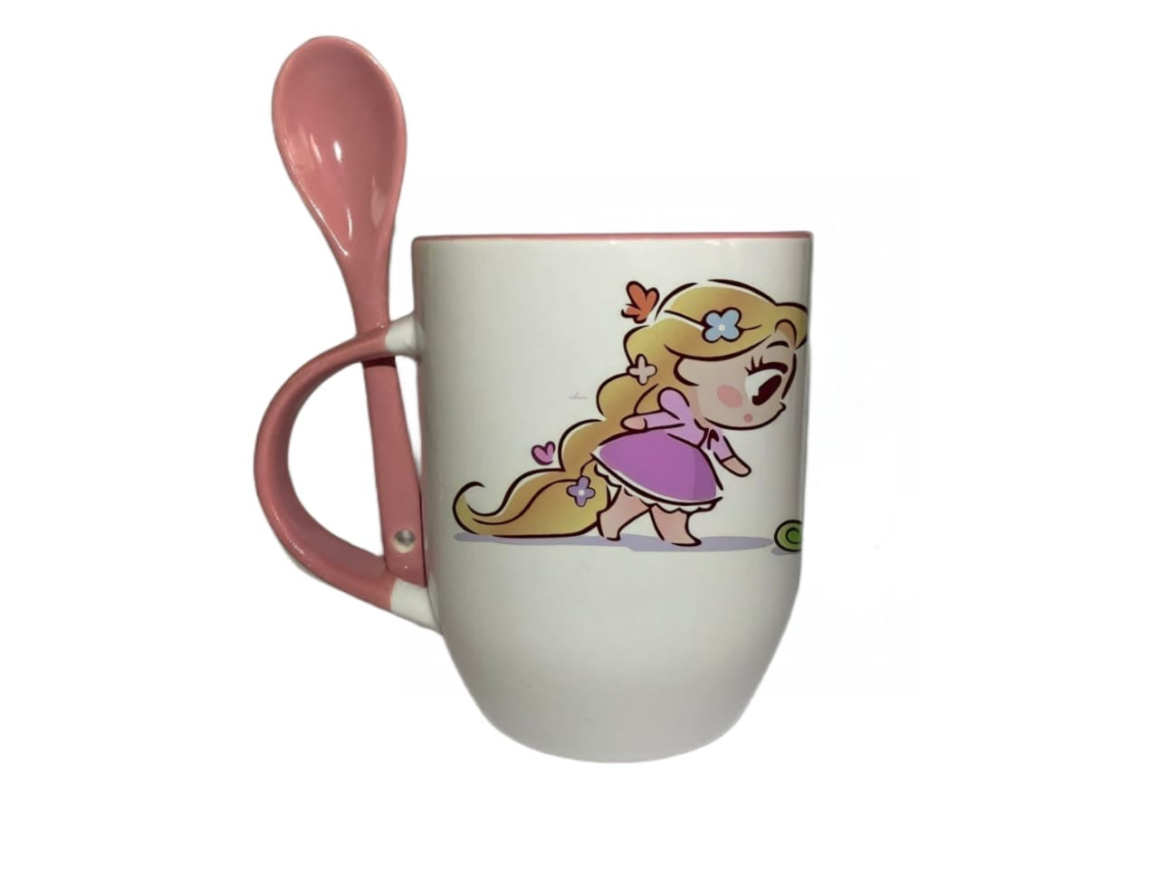 Taza Con Cuchara Rosa Princesa Rapunzel Enredados