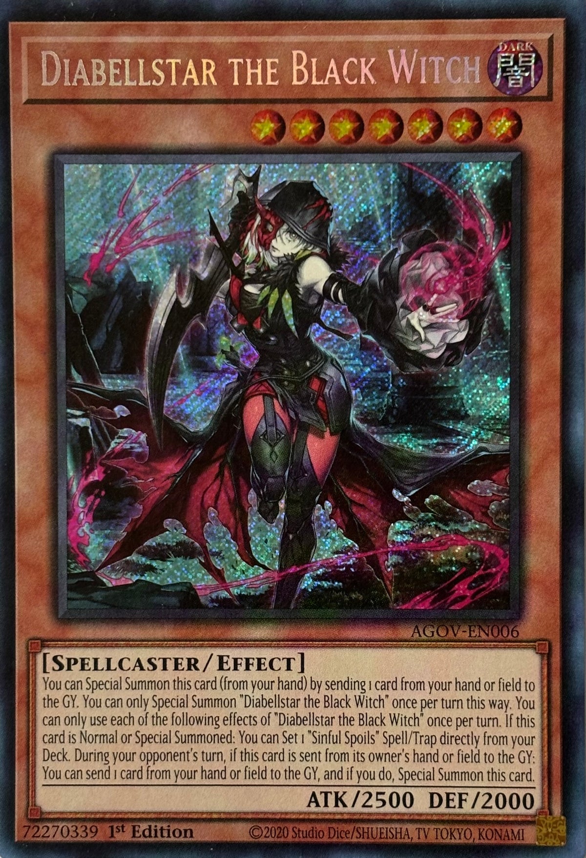 Yugioh! Diabellstar The Black Witch Agov-en006 1st edition Secret