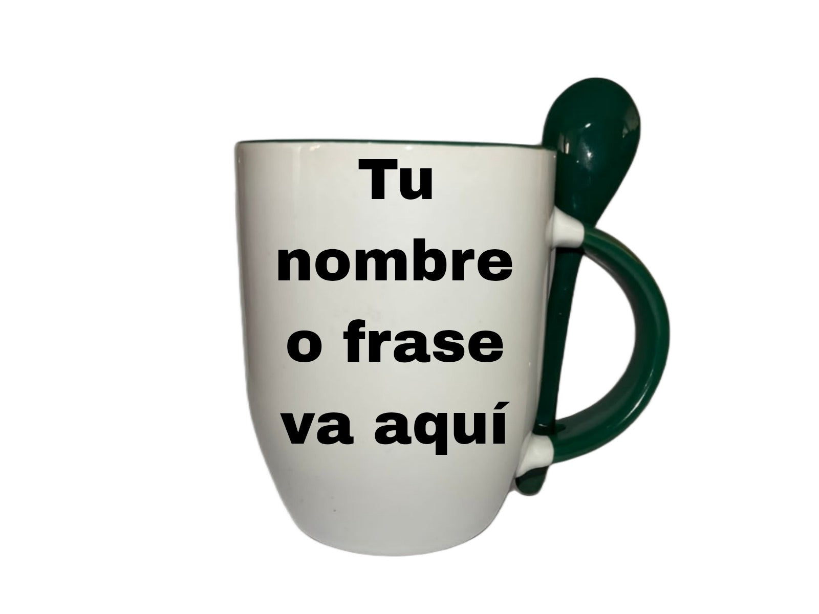Taza Con Cuchara Verde Oscuro Bubi y Dudu Navidad