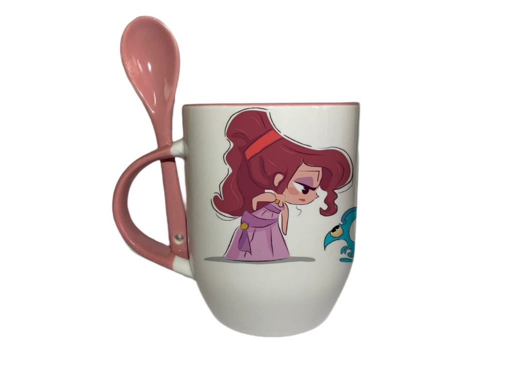 Taza Con Cuchara Rosa Princesa Megara Hércules