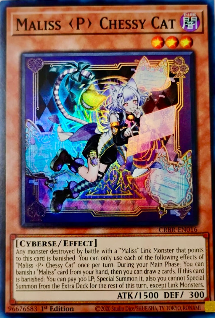 Yugioh! Maliss <P> Chessy Cat Crbr-en016 Super Rare 1st Edition