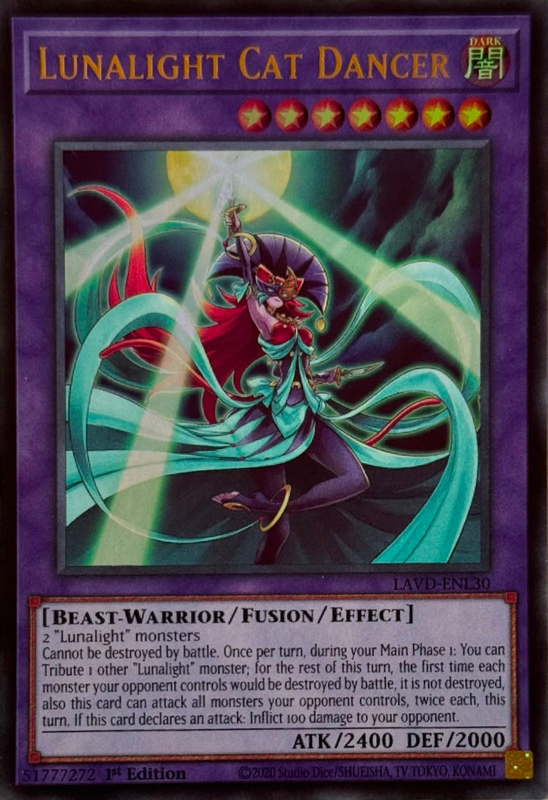 Yugioh! Lunalight Cat Dancer Lavd-enl30 1st edition Ultra rare