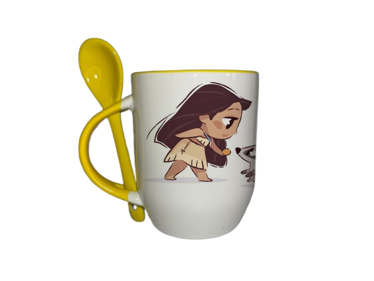 Taza Con Cuchara Amarillo Princesa Pocahontas