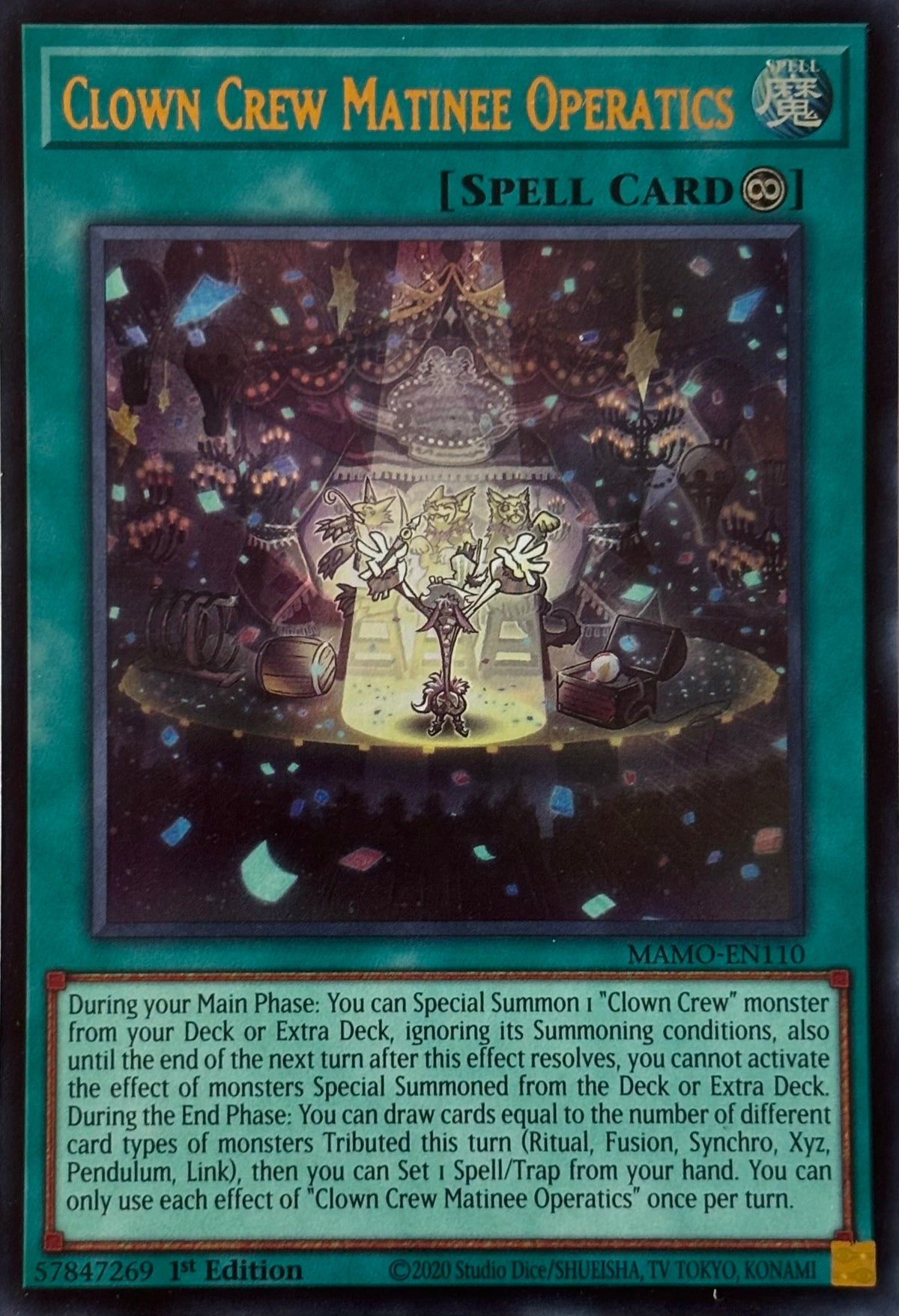 Yugioh! Clown Crew Matinee Operatics Mamo-en110 1st edition Ultra rare