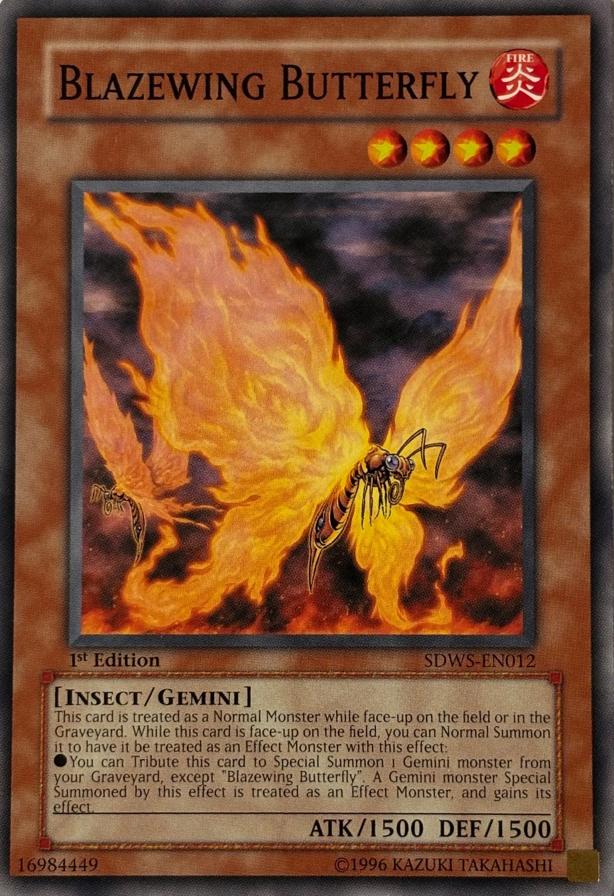 Yugioh! Blazewing Butterfly Sdws-en012 1st edition
