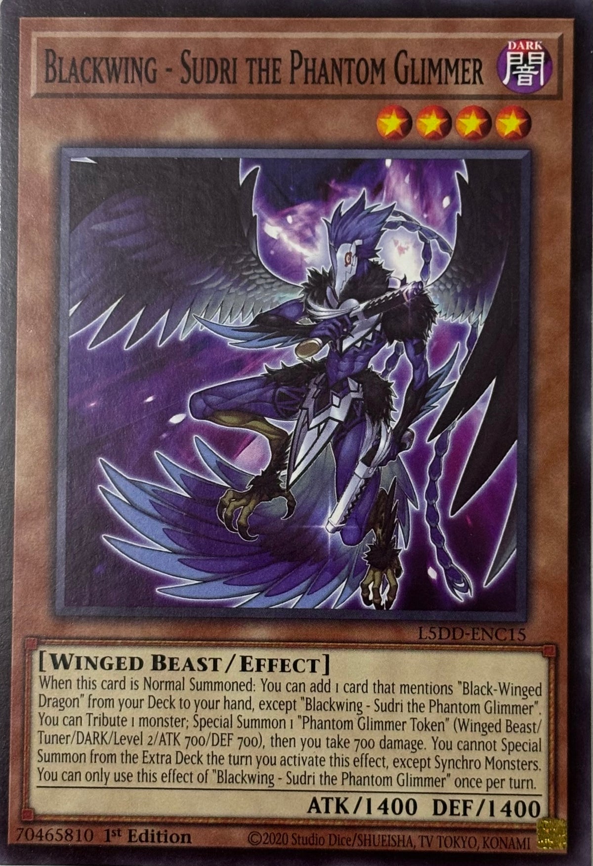 Yugioh! Blackwing - Sudri The Phantom Glimmer L5dd-enc15 1st edition