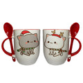Tazas En Pareja Con Cuchara Rojo Bubu y Dudu Navidad