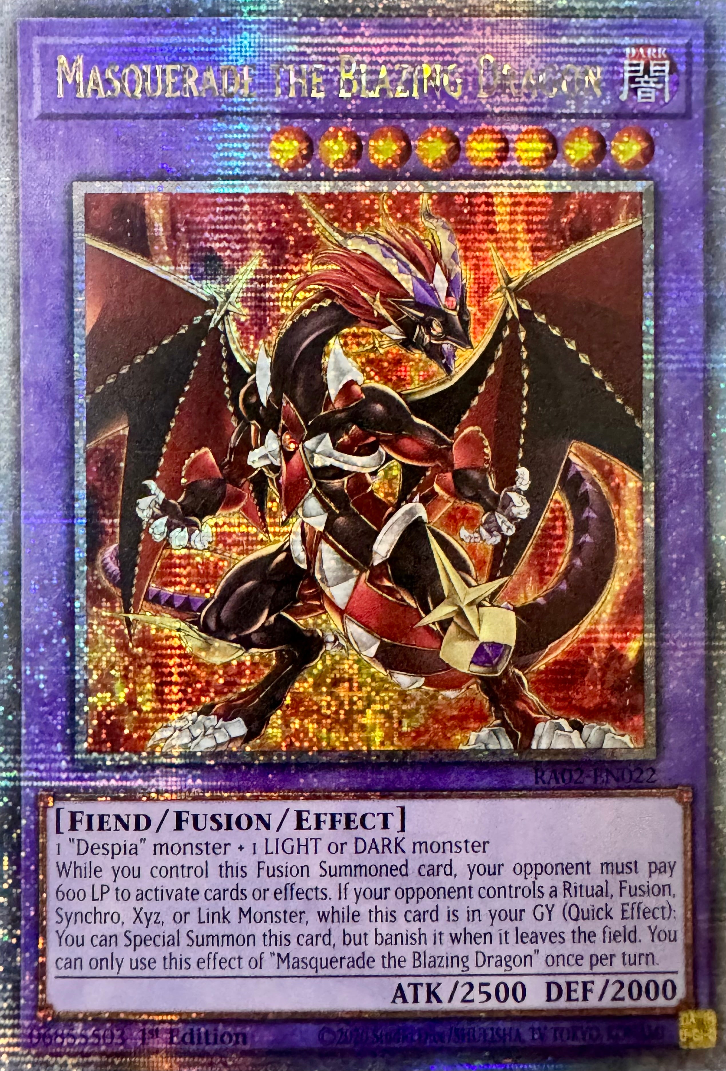 Yugioh! Masquerade the Blazing Dragon Ra02-en022 Quarter Century 1st Edition