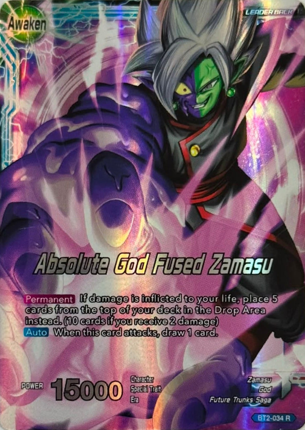 Dragon Ball Tcg Absolute God Fused Zamasu Bt2-034 Foil