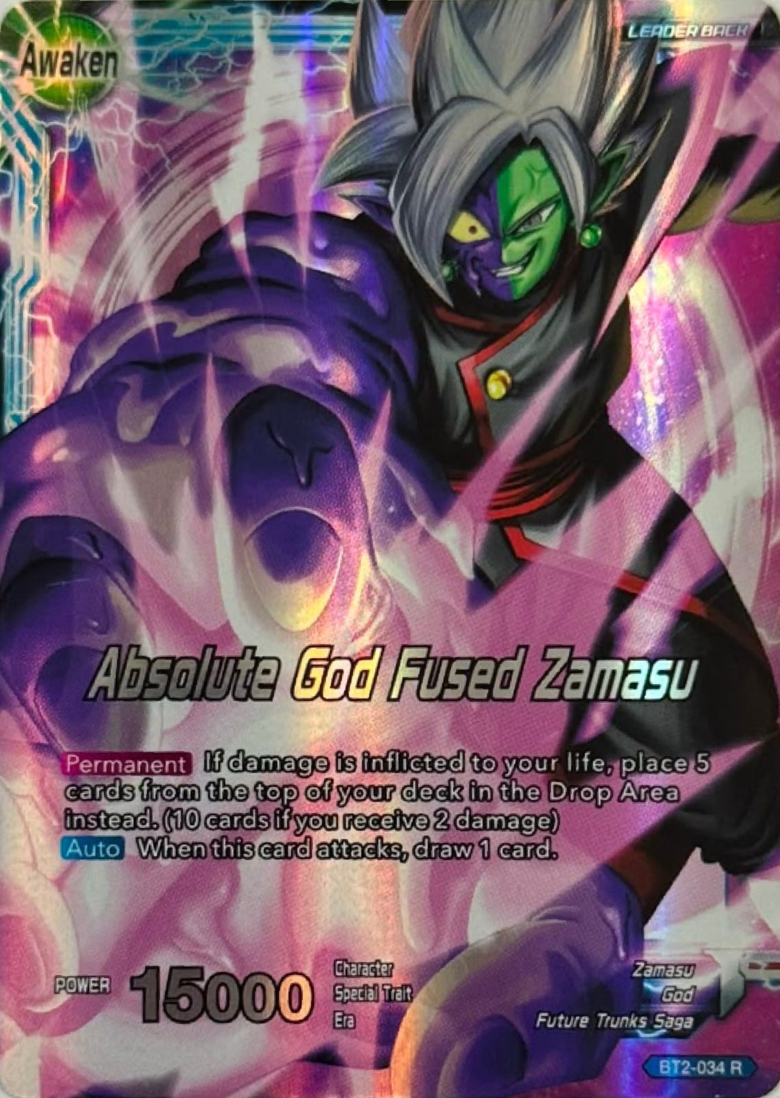 Dragon Ball Tcg Absolute God Fused Zamasu Bt2-034 Foil