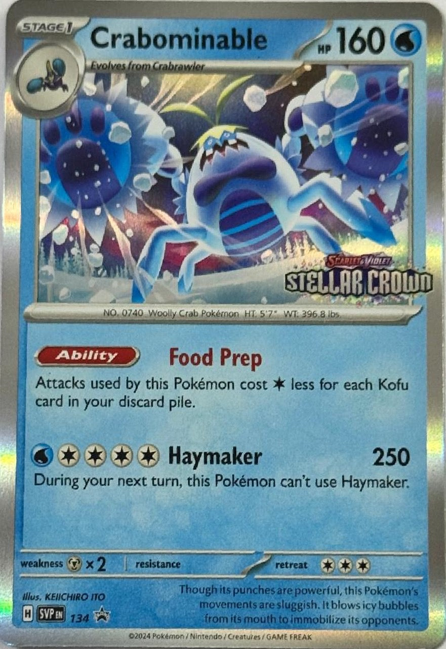 Pokemon Tcg Crabominable 134 holo cosmo (scarlet & violet stellar brown)