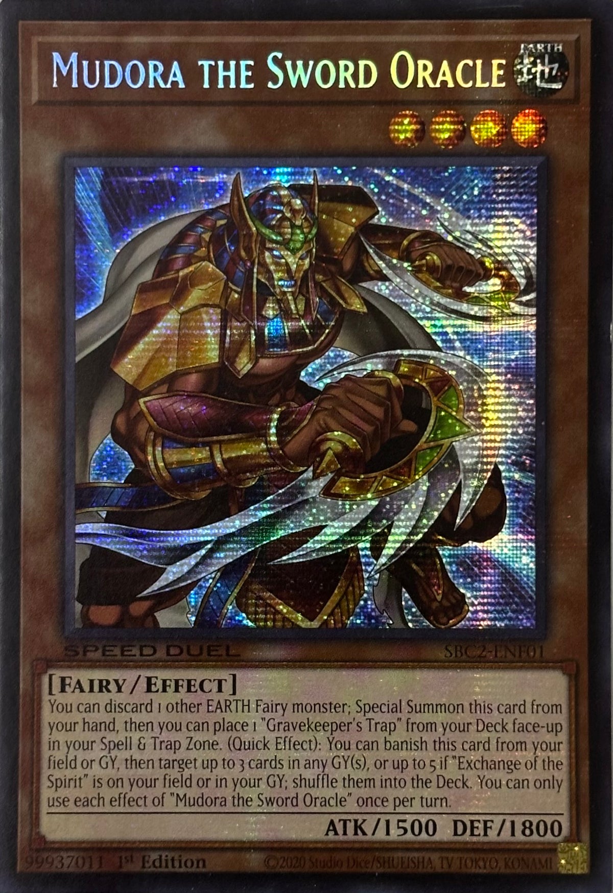 Yugioh! Mudora The Sword Oracle Sbc2-enf01 1st edition Speed Duel Prismatic rare