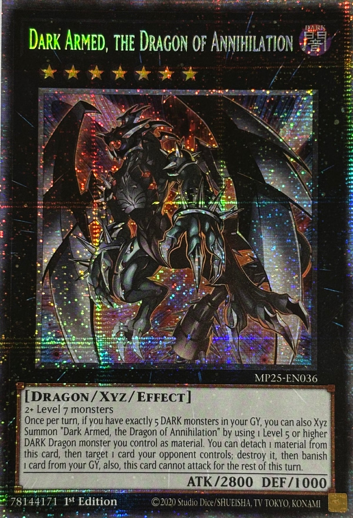 Yugioh! Dark Armed, The Dragon Of Annihilation Mp25-en036 1st Edition Starlight
