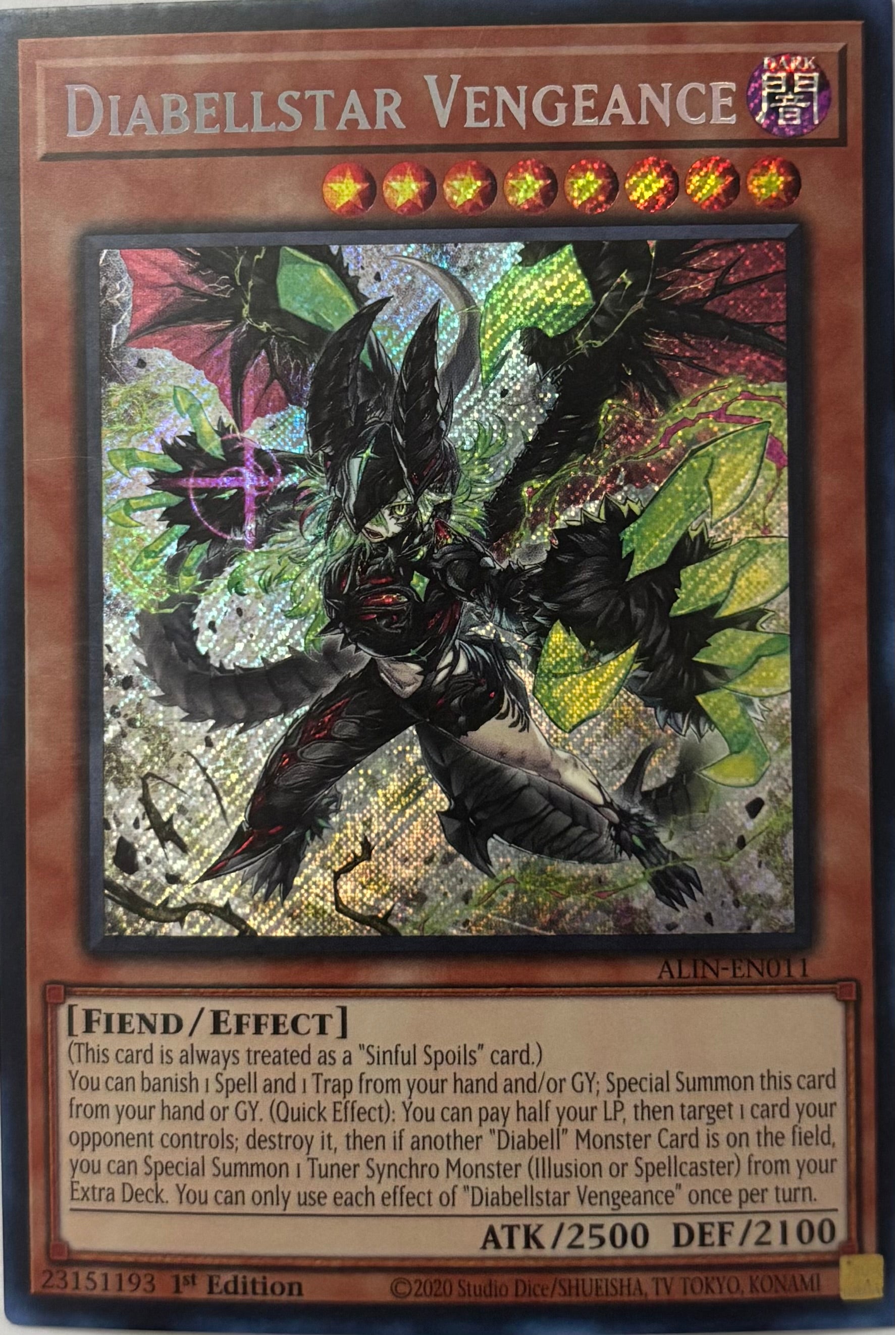 Yugioh! Diabellstar Vengeance Alin-En011 1st Edition Secret