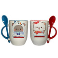 Tazas En Pareja Con Cuchara Azul y Rojo Bubu y Dudu Navidad