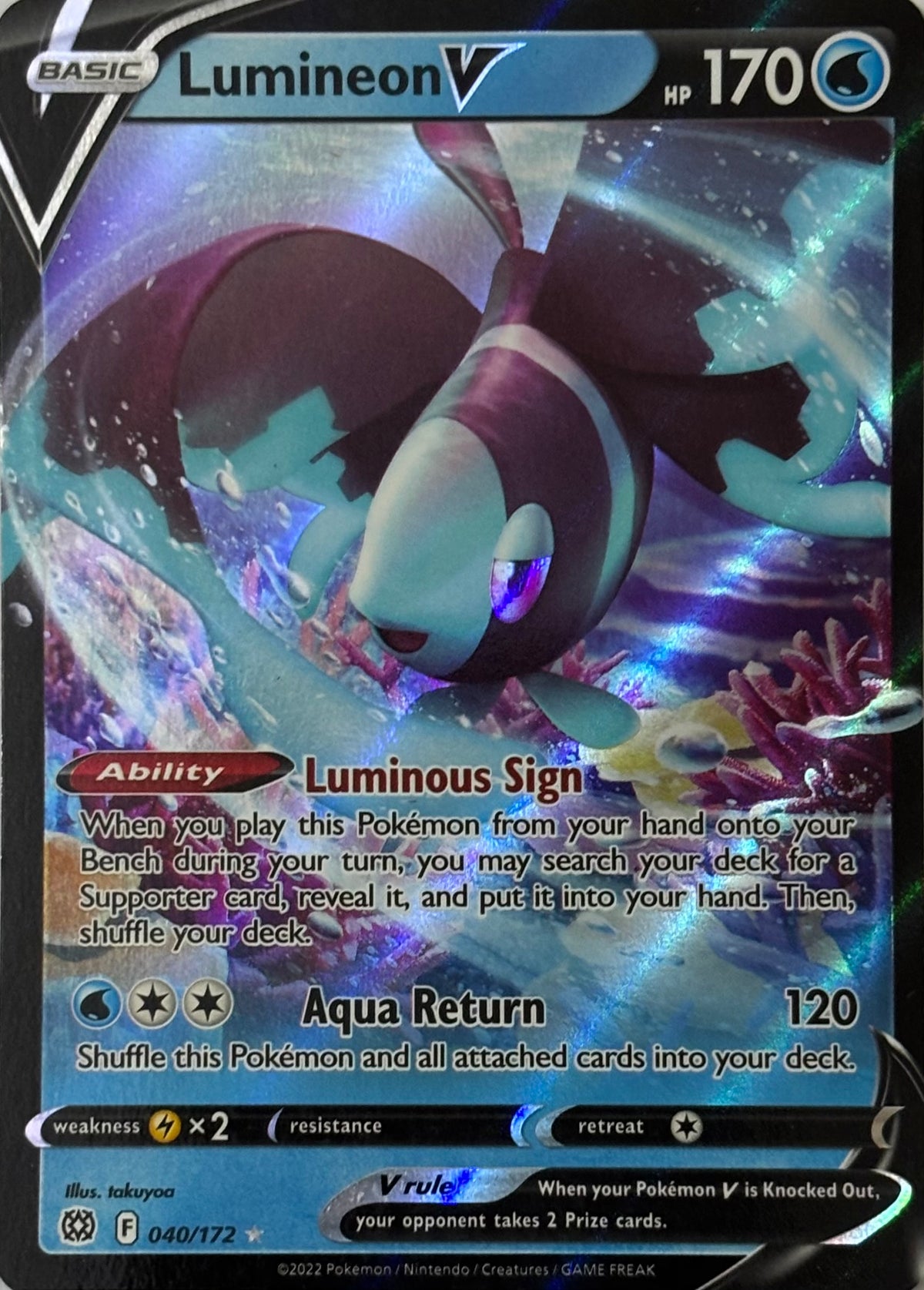Pokemon Tcg Lumineon V 040/172 Ultra rare